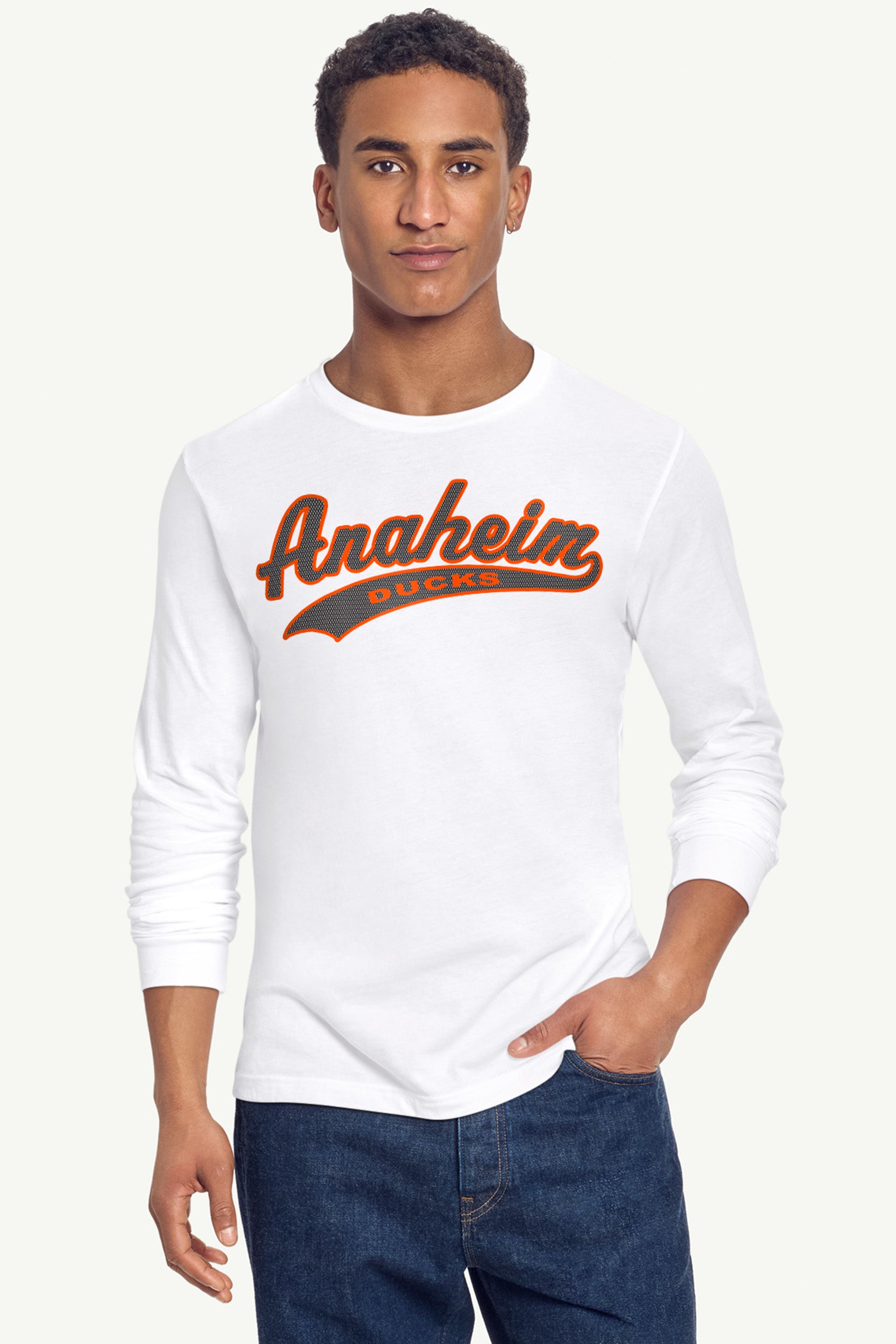 MENS MIGHTY DUCKS TAILSWEEP LONG SLEEVE T SHIRT View 2 | Anaheim Ducks