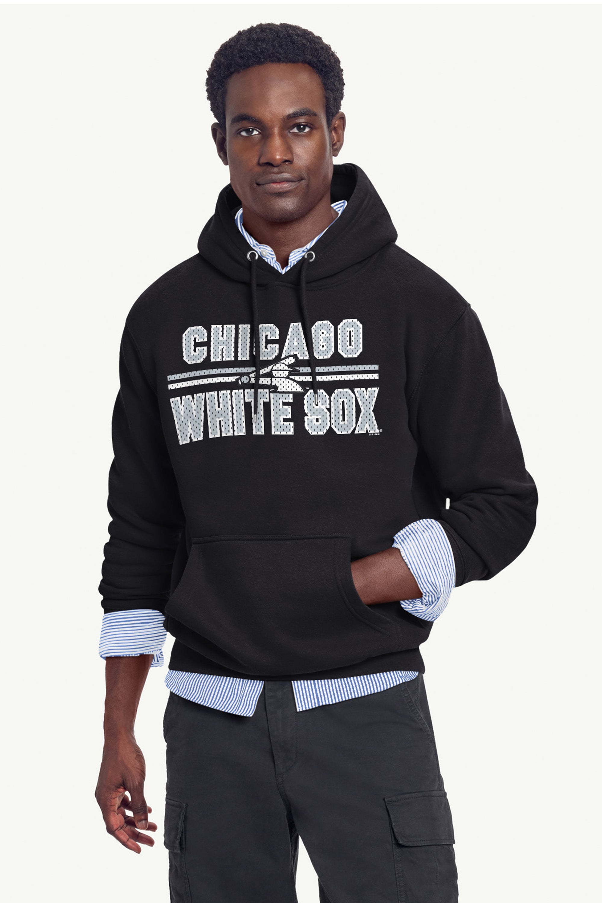 MENS CHICAGO WHITE SOX MESH LOOK HOODIE View 2 | Chicago White Sox