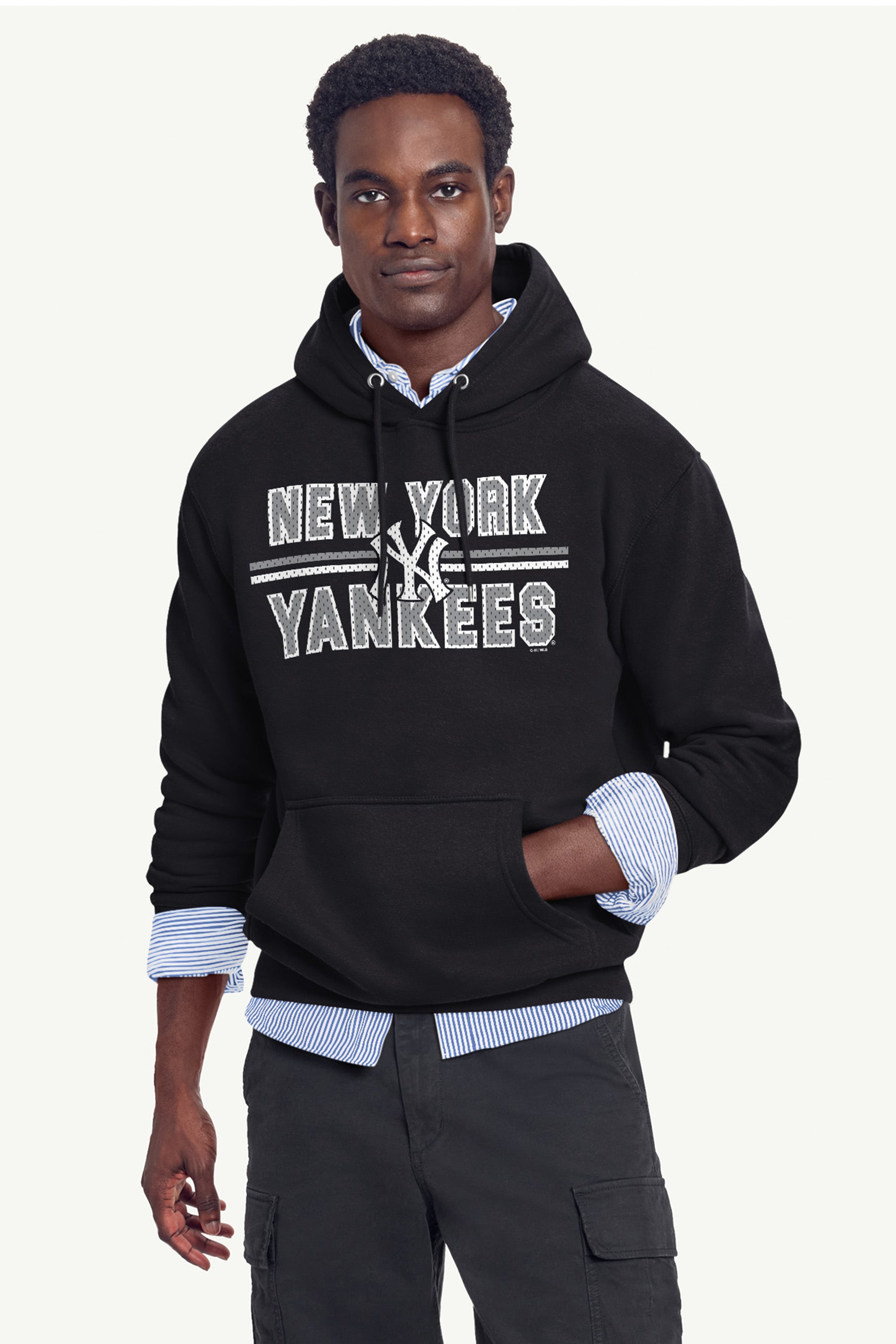 MENS NEW YORK YANKEES MESH LOOK HOODIE View 2 | New York Yankees
