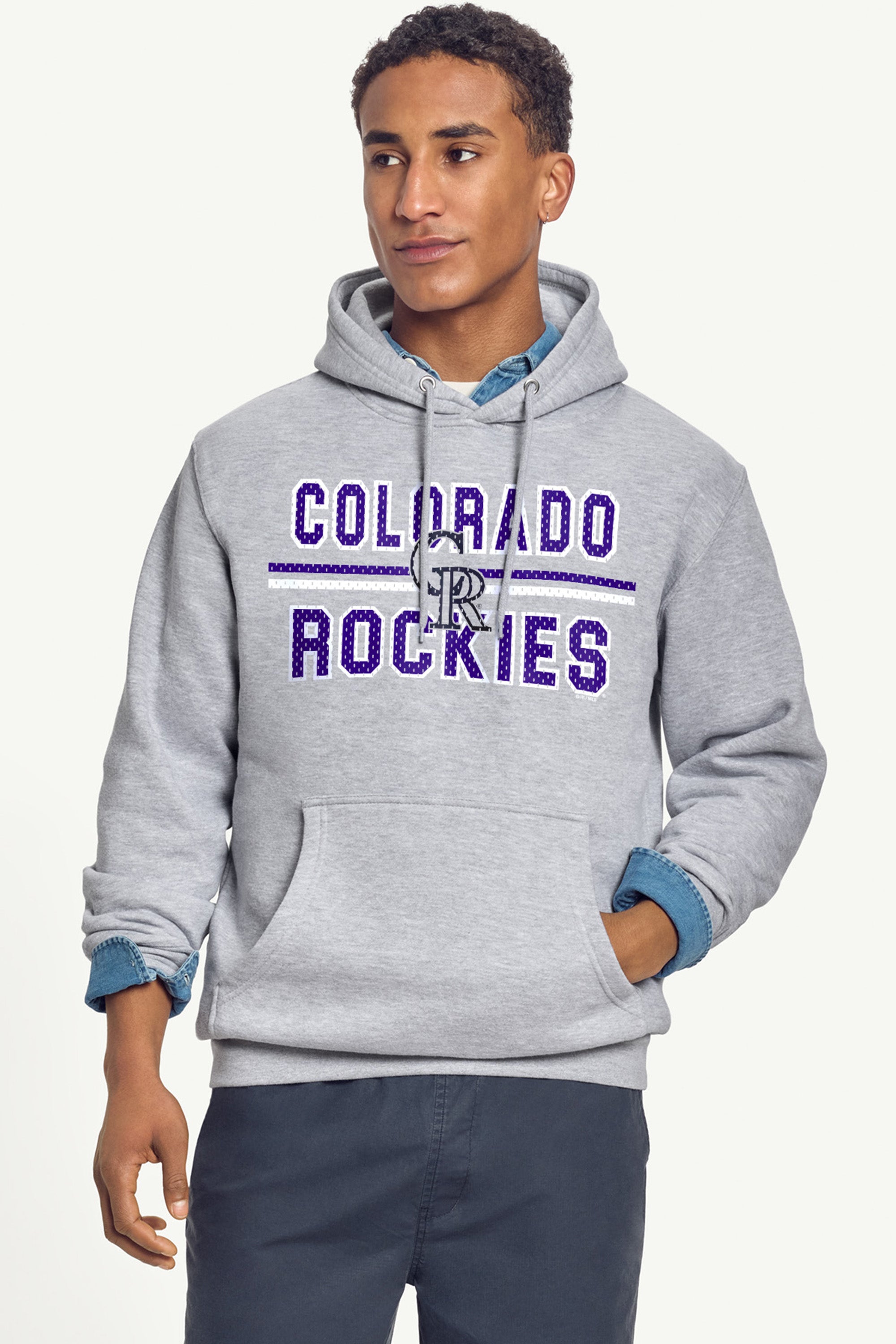 MENS COLORADO ROCKIES MESH LOOK HOODIE View 2