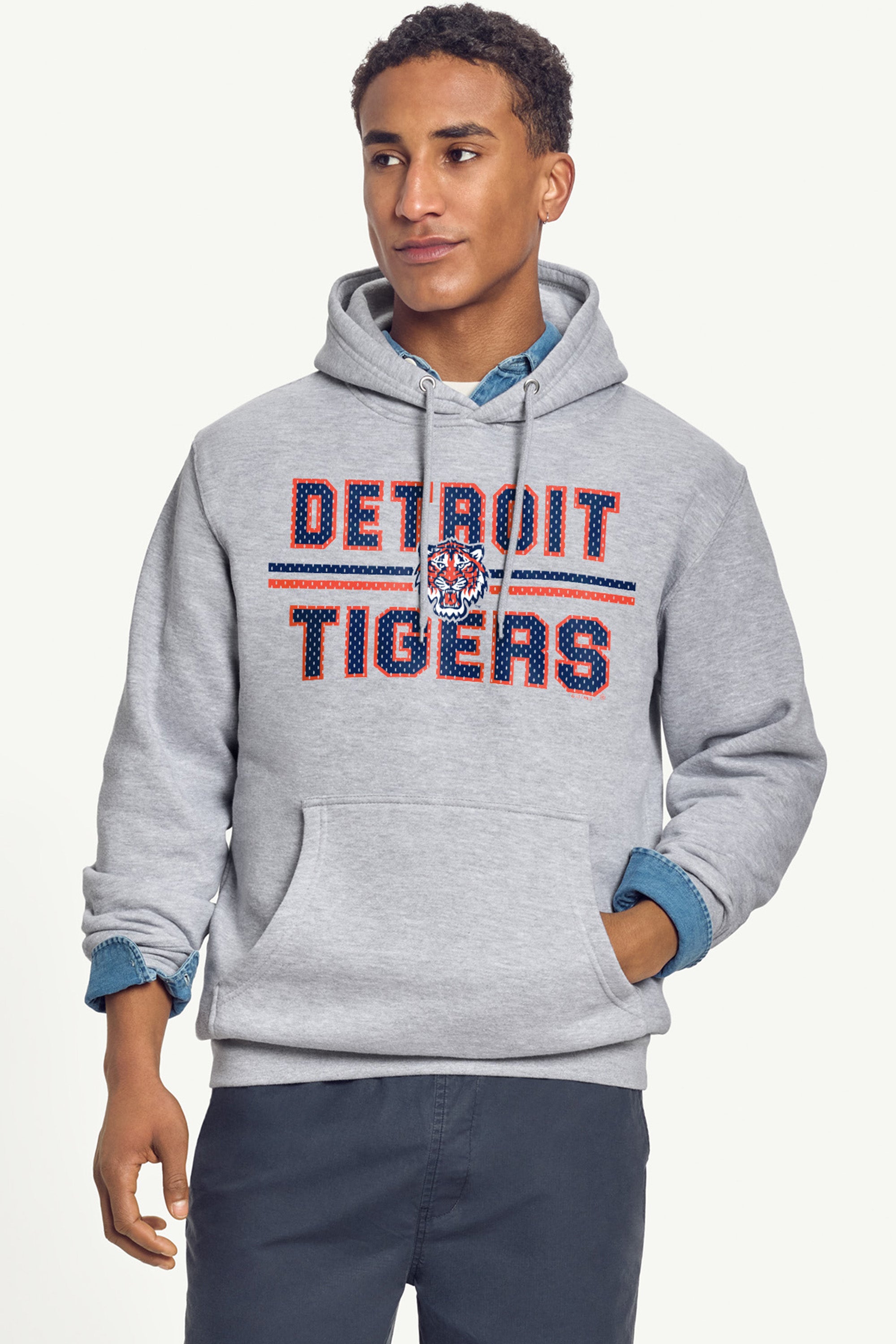 MENS DETROIT TIGERS MESH LOOK HOODIE View 2 | Detroit Tigers