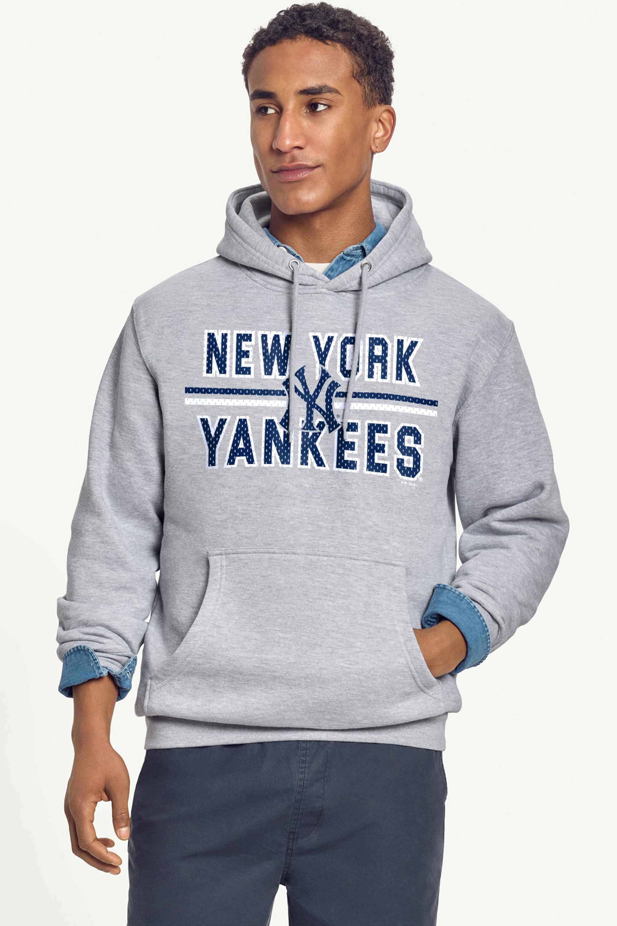 MENS NEW YORK YANKEES MESH LOOK HOODIE View 2 | New York Yankees
