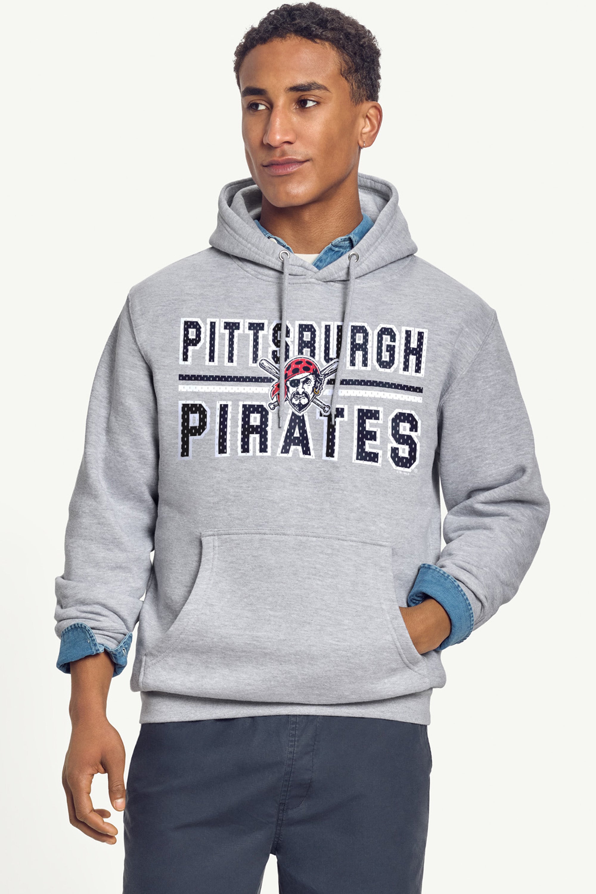 MENS PITTSBURGH PIRATES MESH LOOK HOODIE View 2