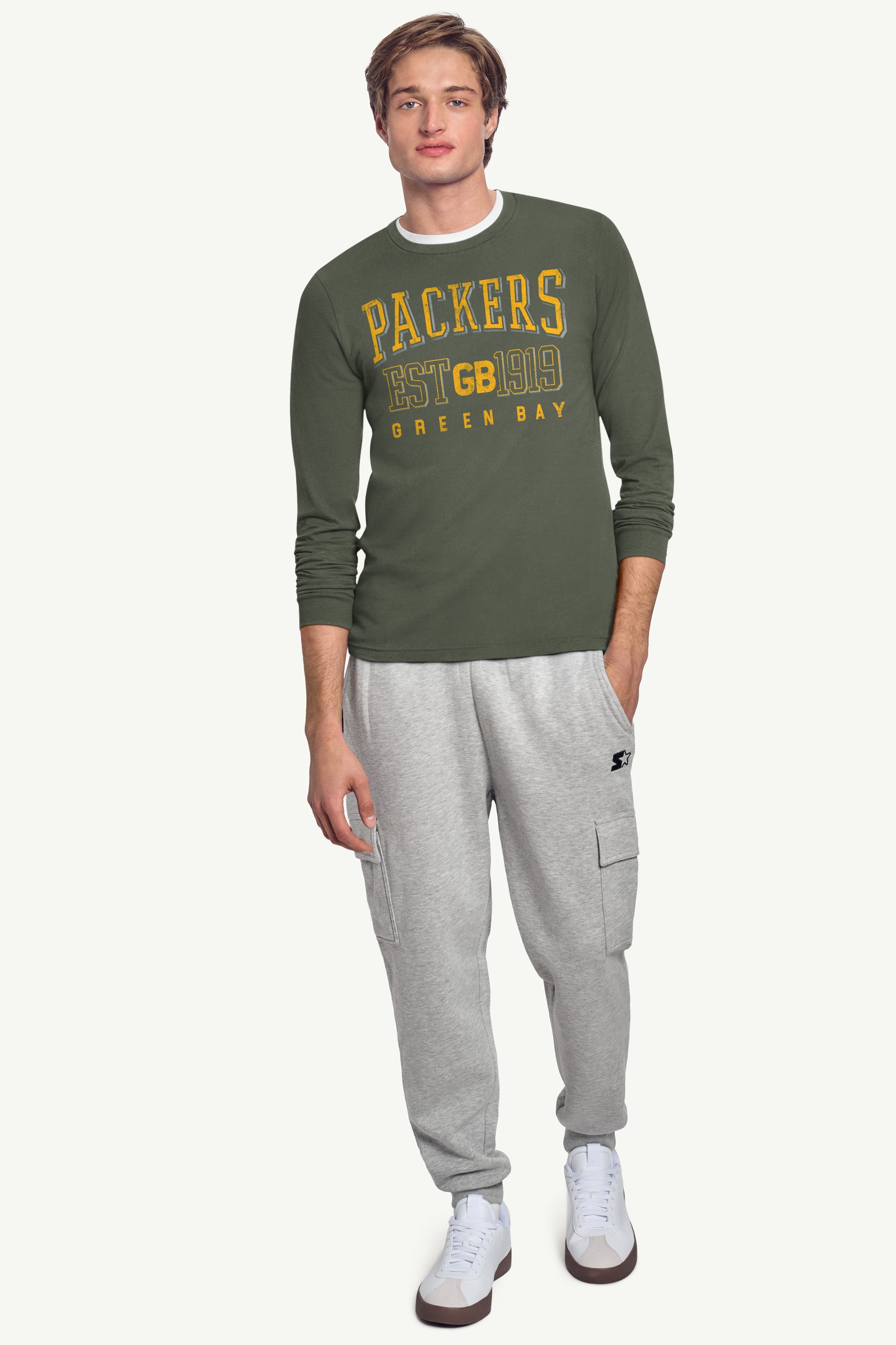 MENS GREEN BAY PACKERS RETRO LONG SLEEVE T SHIRT View 2 | Green Bay Packers
