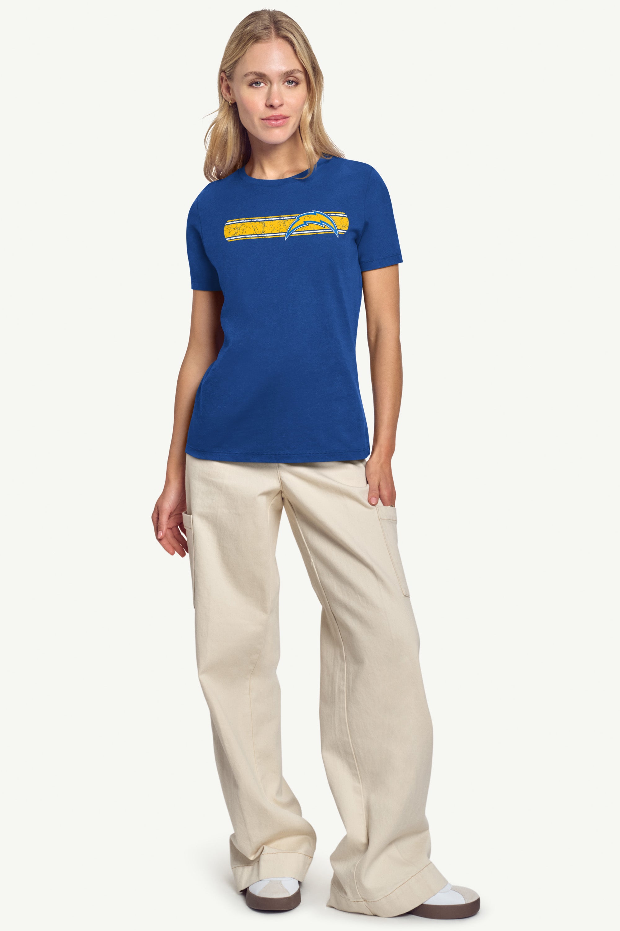 WOMENS LOS ANGELES CHARGERS STRIPE T SHIRT View 2 | NFL WOMENS LOS ANGELES CHARGERS STRIPE T SHIRT View 2 | NFL
