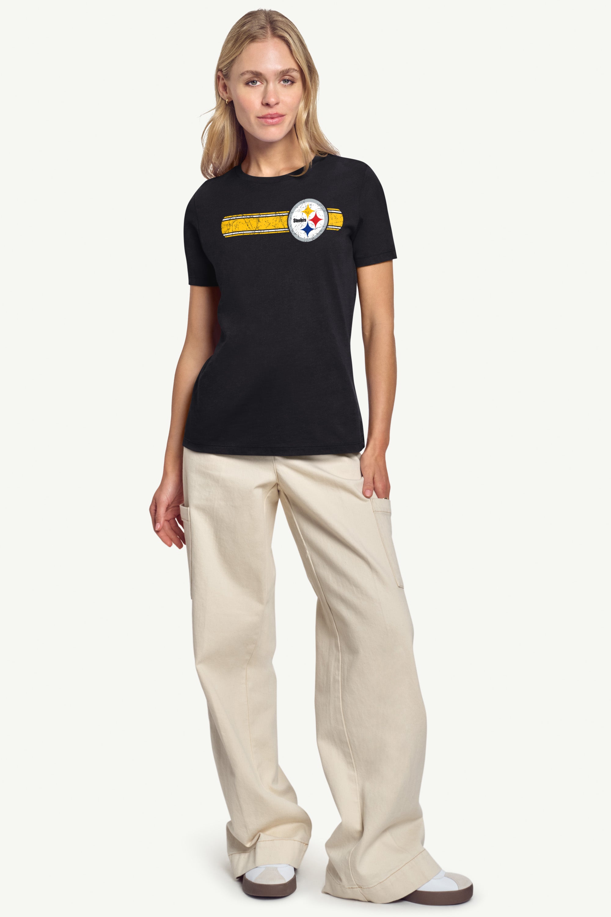 WOMENS PITTSBURGH STEELERS STRIPE T SHIRT View 2 | NFL WOMENS PITTSBURGH STEELERS STRIPE T SHIRT View 2 | NFL