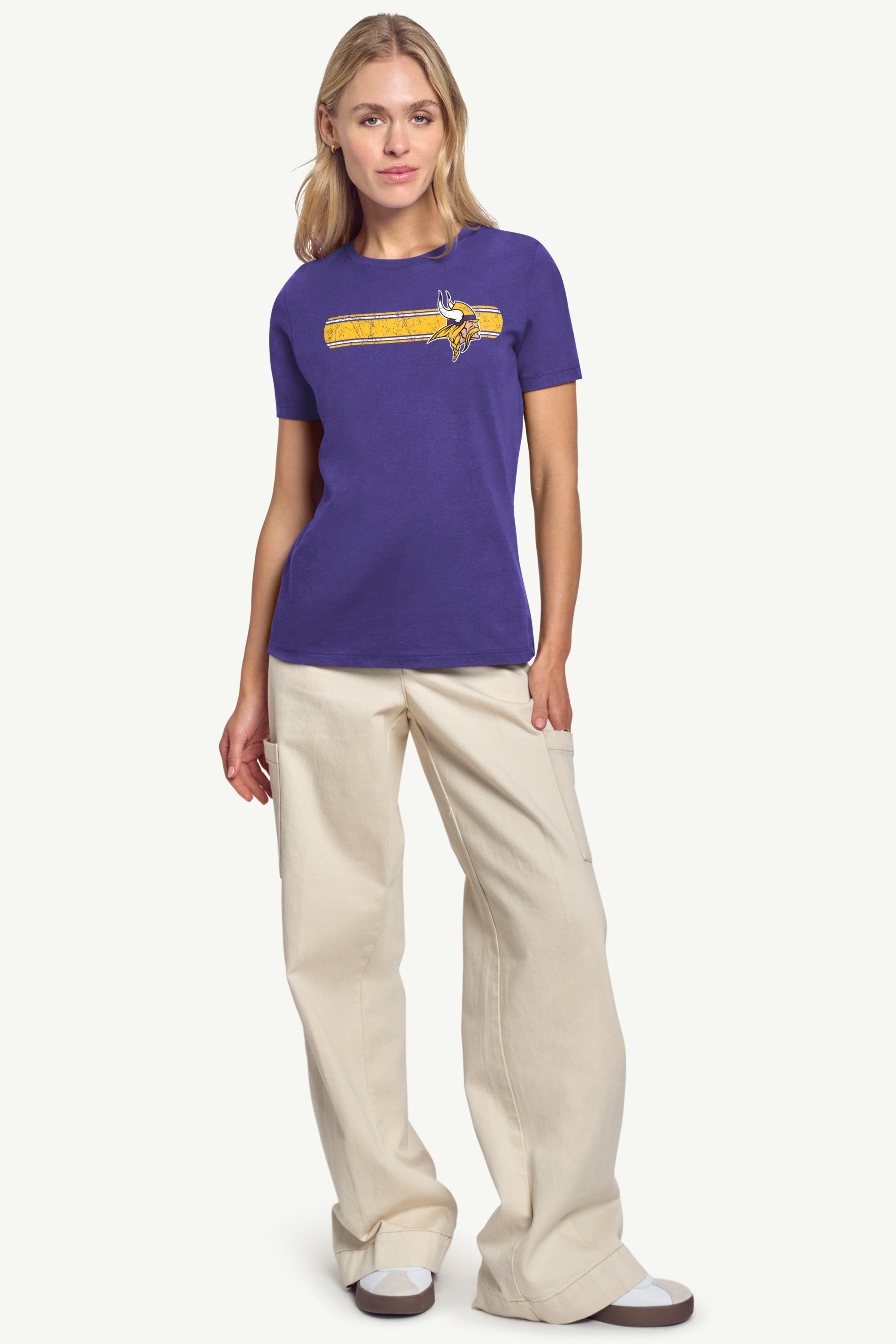 WOMENS MINNESOTA VIKINGS STRIPE T SHIRT View 2 | NFL WOMENS MINNESOTA VIKINGS STRIPE T SHIRT View 2 | NFL