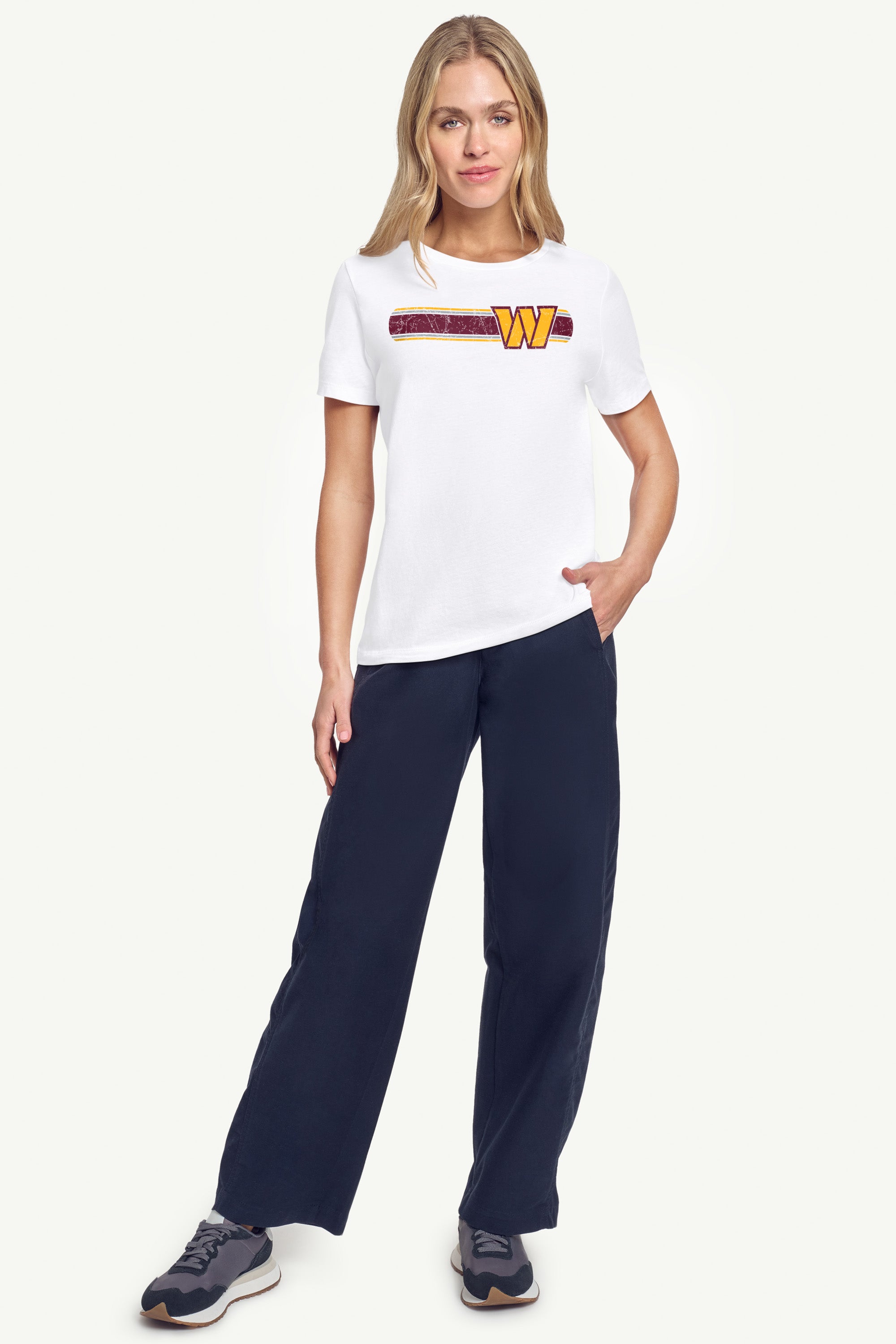 WOMENS WASHINGTON COMMANDERS STRIPE T SHIRT View 2 | Washington Commanders