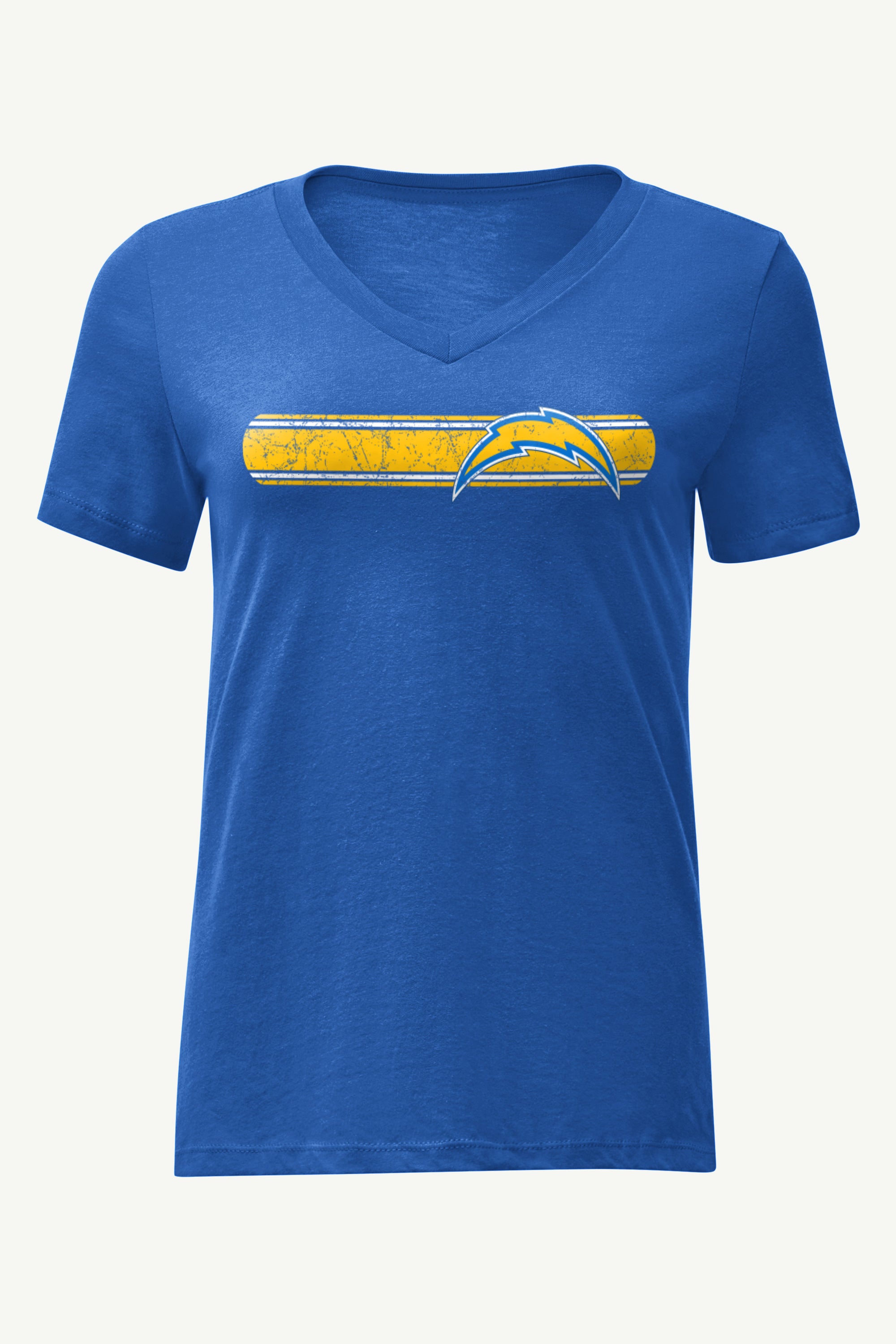 WOMENS LOS ANGELES CHARGERS STRIPE V-NECK T SHIRT View 1 | NFL WOMENS LOS ANGELES CHARGERS STRIPE V-NECK T SHIRT View 1 | NFL