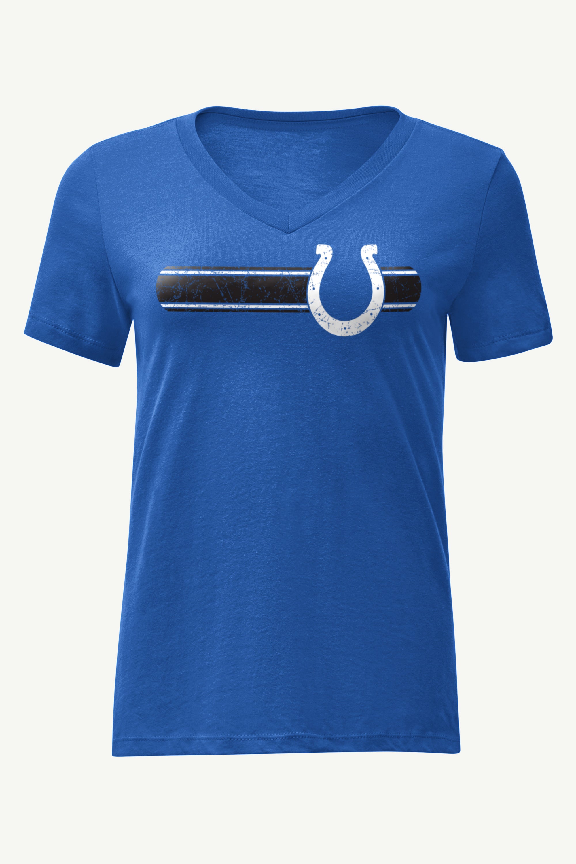 WOMENS INDIANAPOLIS COLTS STRIPE V-NECK T SHIRT View 1 | NFL WOMENS INDIANAPOLIS COLTS STRIPE V-NECK T SHIRT View 1 | NFL