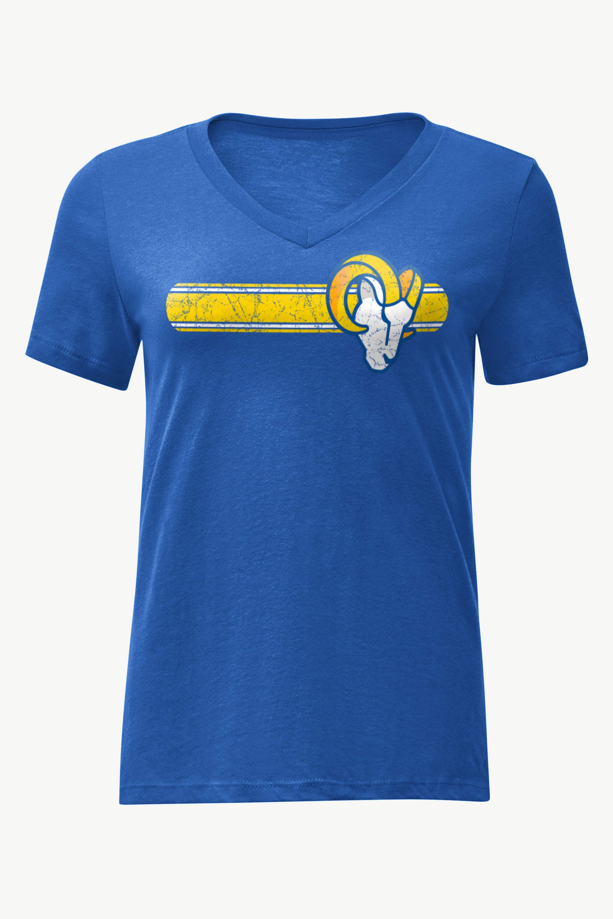 WOMENS LOS ANGELES RAMS STRIPE V-NECK T SHIRT View 1 | NFL