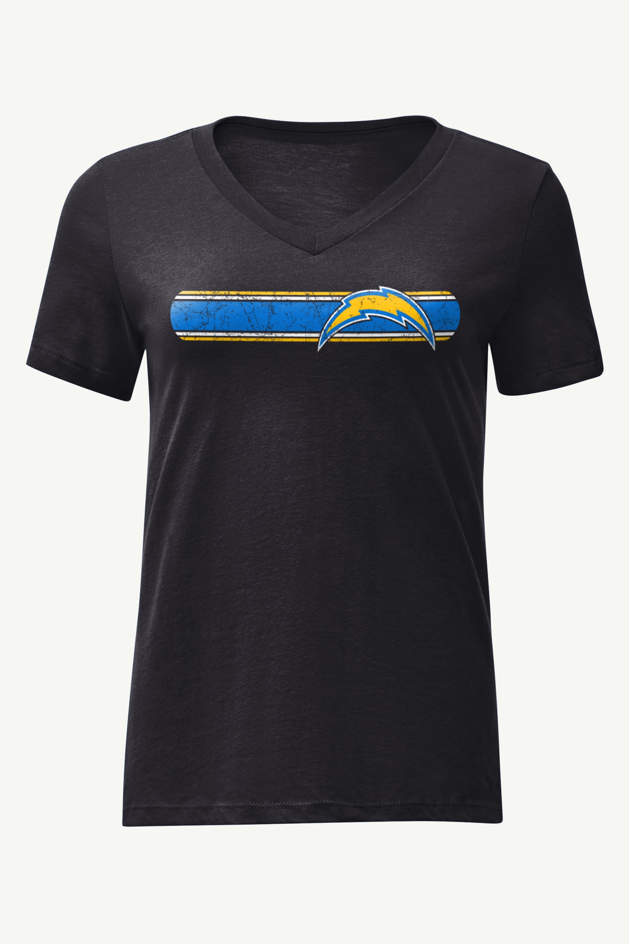WOMENS LOS ANGELES CHARGERS STRIPE V-NECK T SHIRT View 1 | NFL WOMENS LOS ANGELES CHARGERS STRIPE V-NECK T SHIRT View 1 | NFL