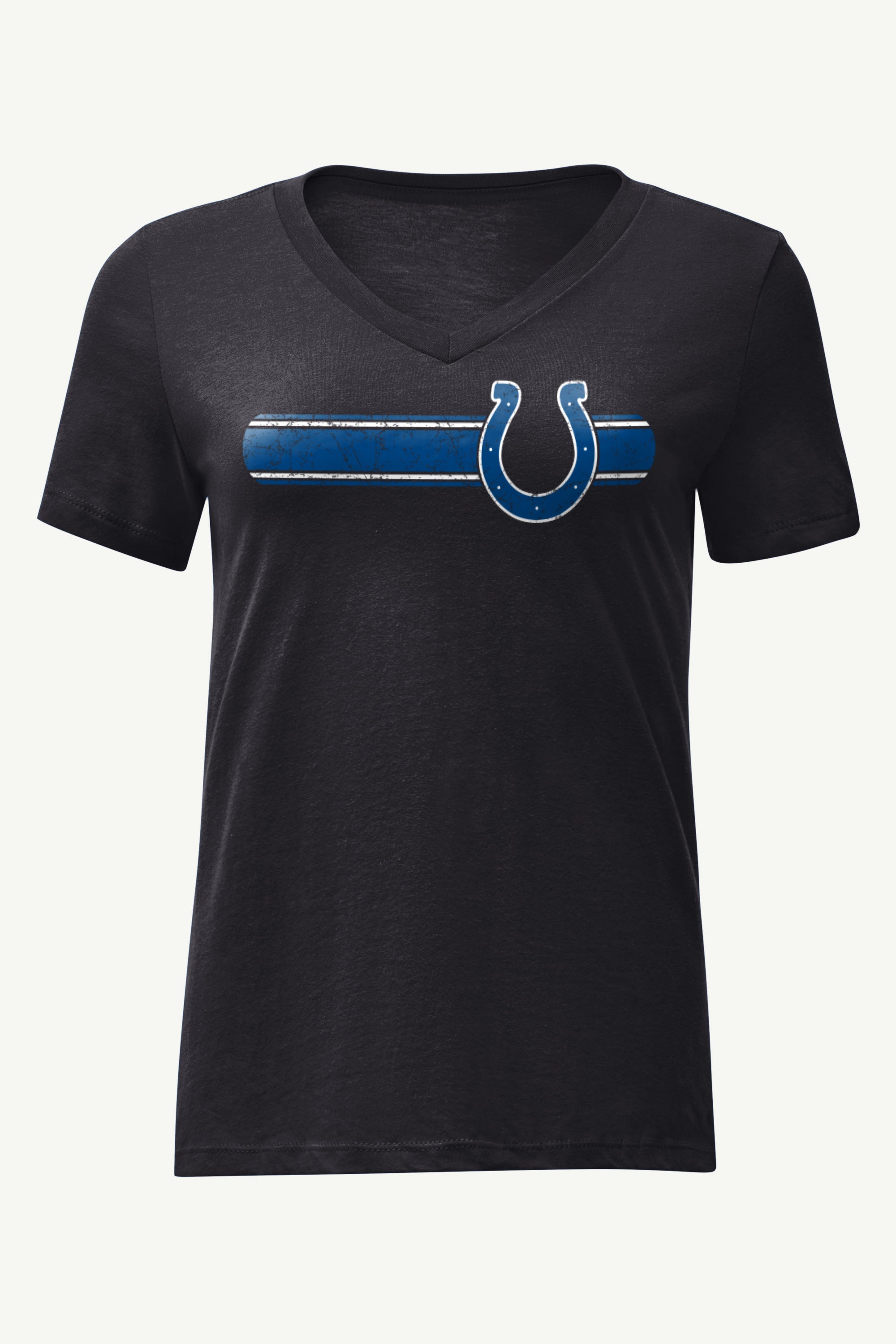WOMENS INDIANAPOLIS COLTS STRIPE V-NECK T SHIRT View 1 | NFL WOMENS INDIANAPOLIS COLTS STRIPE V-NECK T SHIRT View 1 | NFL