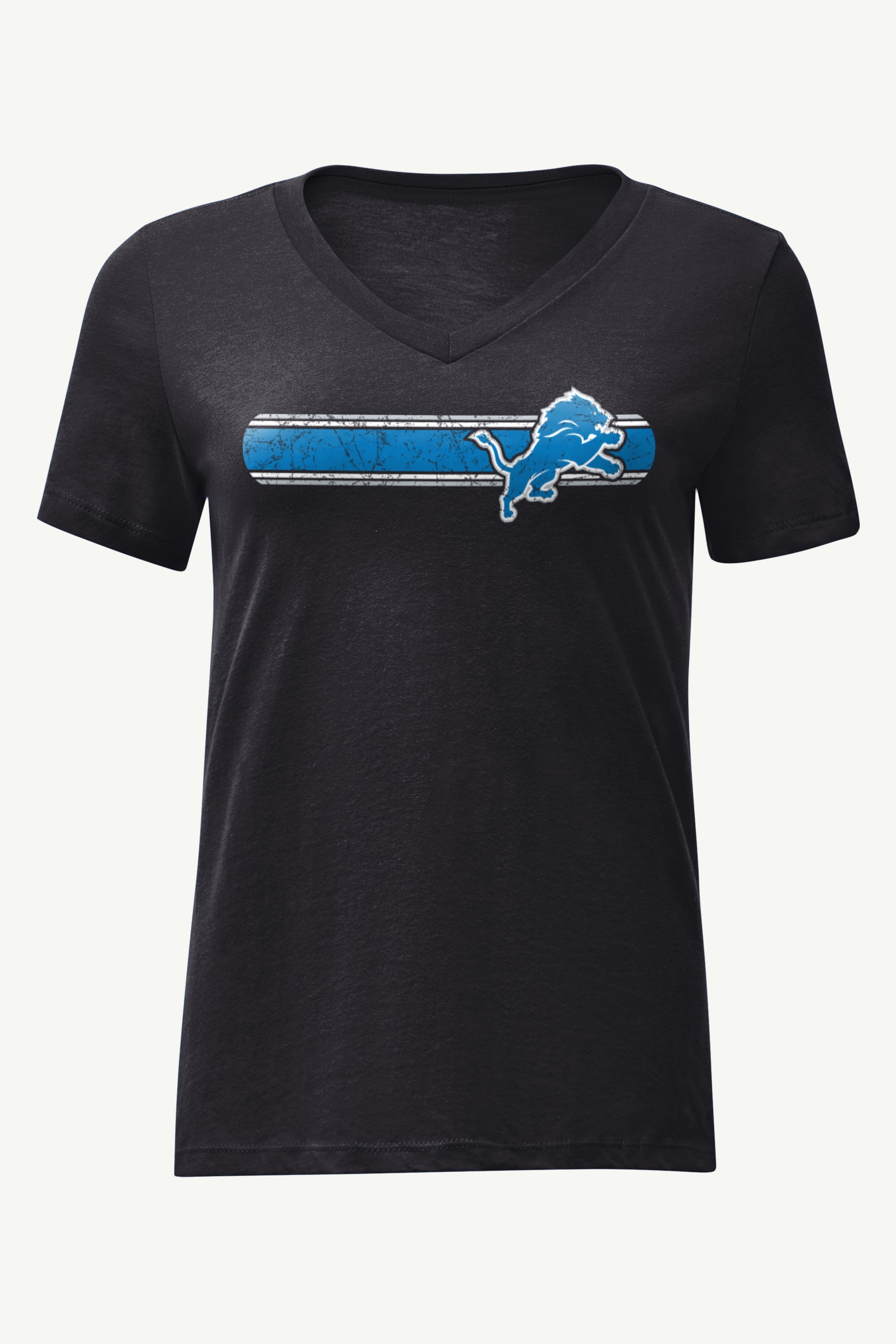WOMENS DETROIT LIONS STRIPE V-NECK T SHIRT View 1 | NFL WOMENS DETROIT LIONS STRIPE V-NECK T SHIRT View 1 | NFL