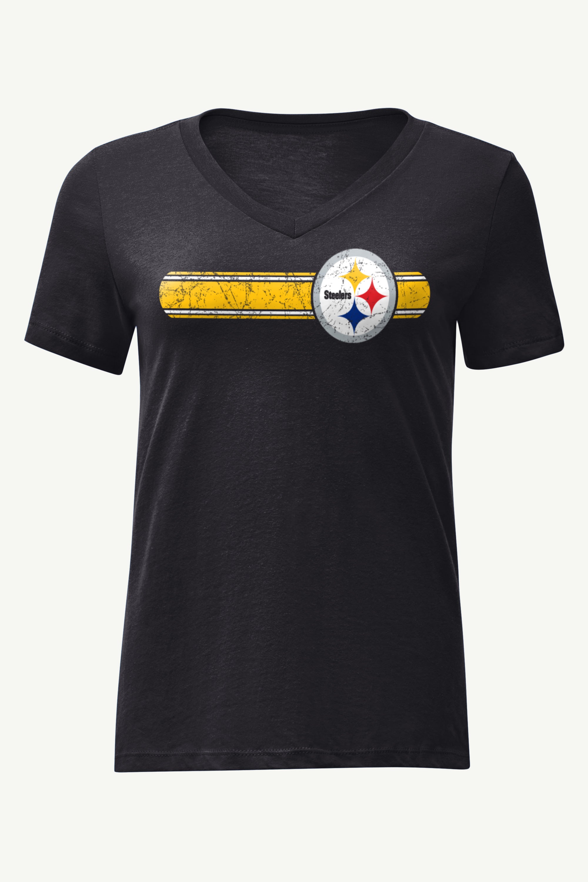 WOMENS PITTSBURGH STEELERS STRIPE V-NECK T SHIRT View 1 | NFL WOMENS PITTSBURGH STEELERS STRIPE V-NECK T SHIRT View 1 | NFL