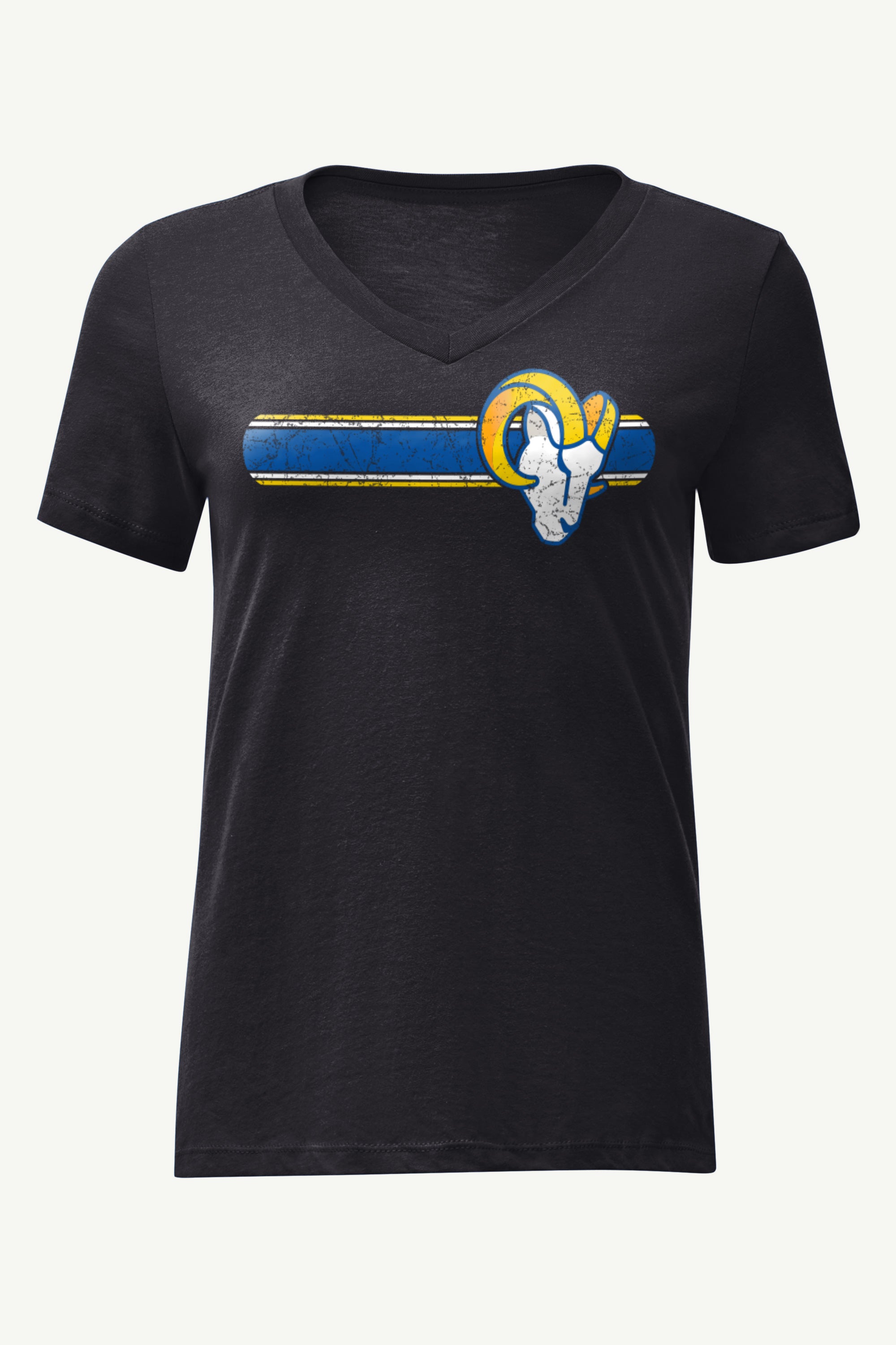 WOMENS LOS ANGELES RAMS STRIPE V-NECK T SHIRT View 1 | NFL WOMENS LOS ANGELES RAMS STRIPE V-NECK T SHIRT View 1 | NFL
