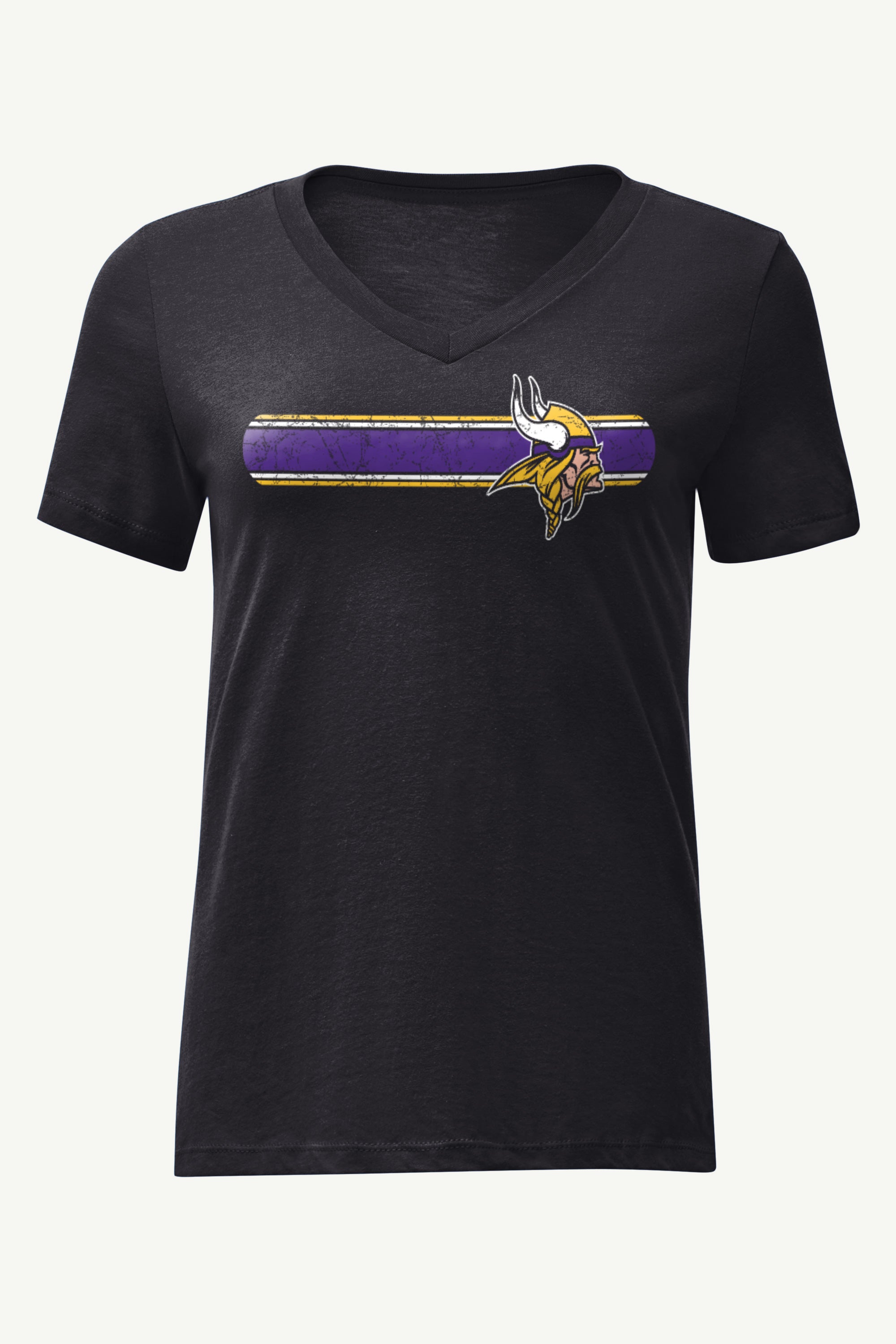 WOMENS MINNESOTA VIKINGS STRIPE V-NECK T SHIRT View 1 | NFL WOMENS MINNESOTA VIKINGS STRIPE V-NECK T SHIRT View 1 | NFL