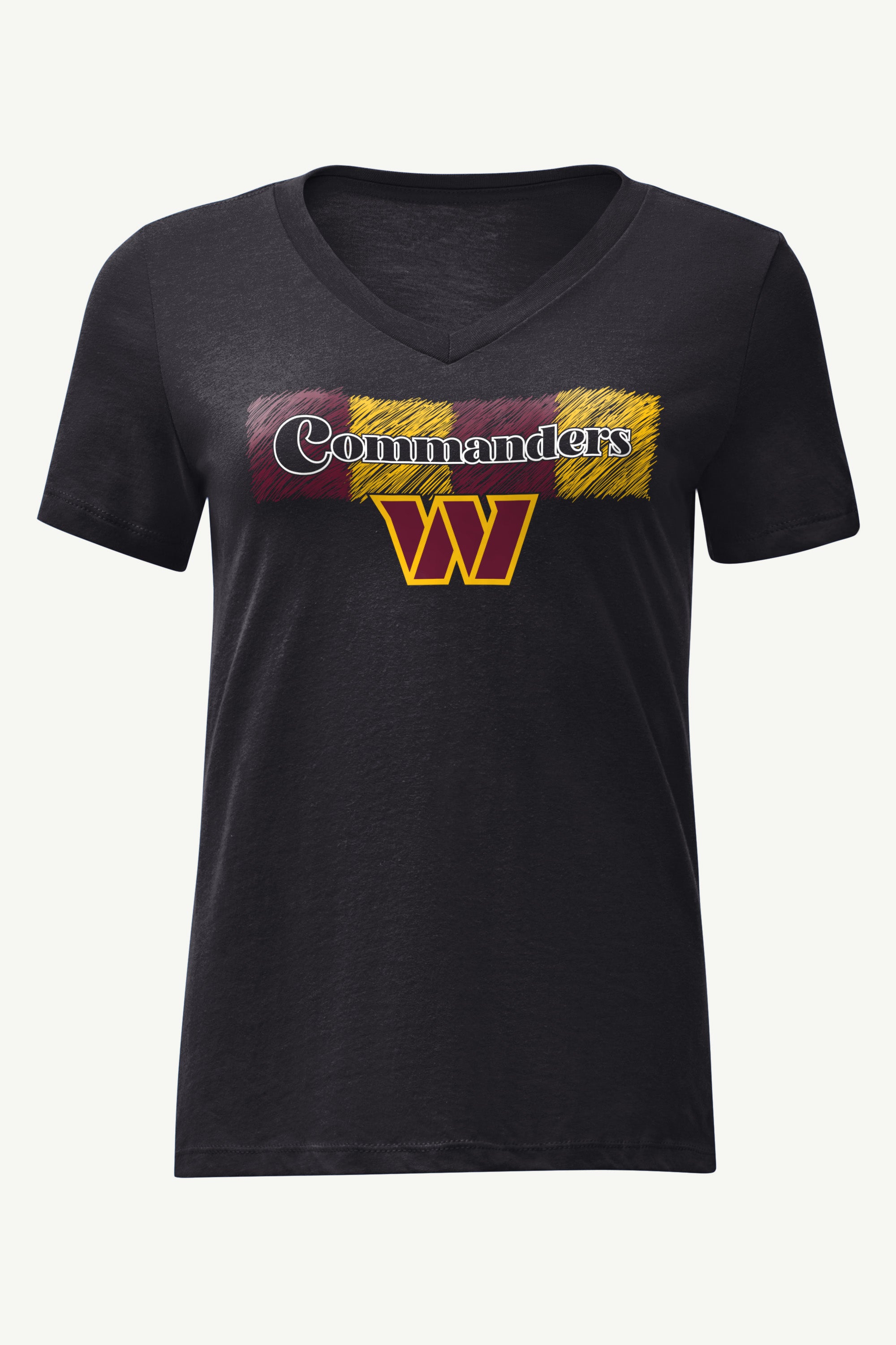 WOMENS WASHINGTON COMMANDERS COLOR SHADDING V-NECK T SHIRT View 1 | Washington Commanders