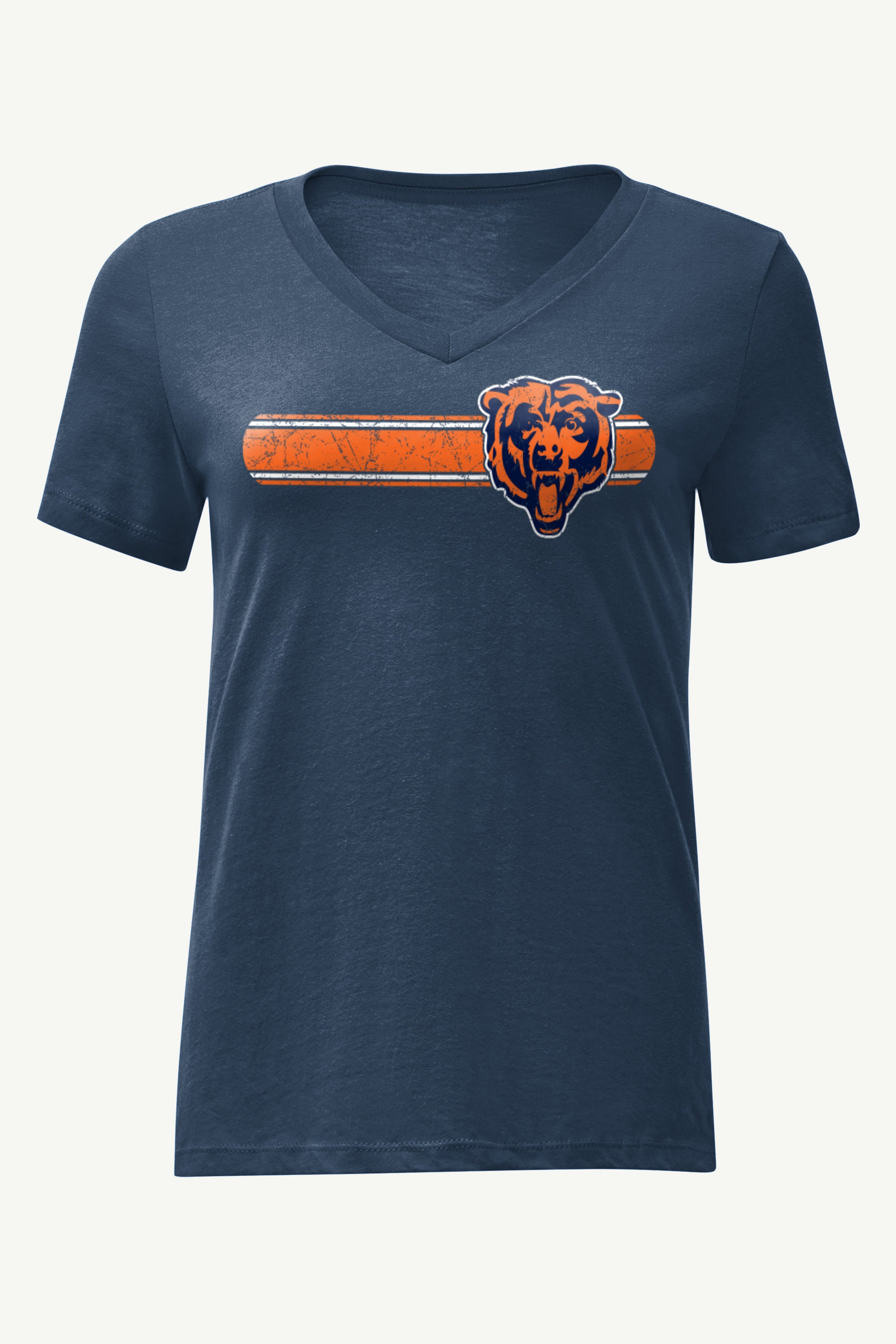 WOMENS CHICAGO BEARS STRIPE V-NECK T SHIRT View 1 | NFL WOMENS CHICAGO BEARS STRIPE V-NECK T SHIRT View 1 | NFL