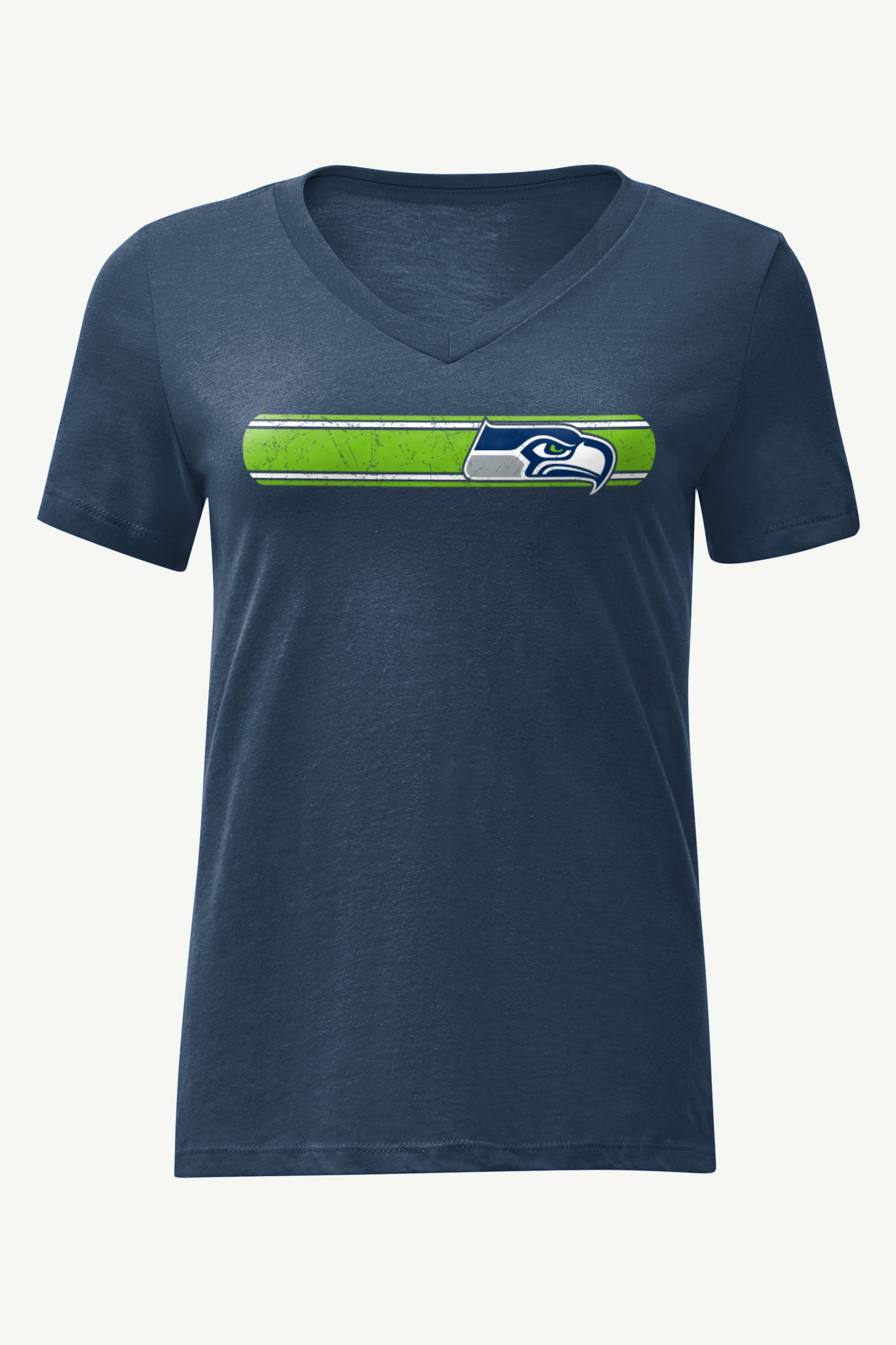 WOMENS SEATTLE SEAHAWKS STRIPE V-NECK T SHIRT View 1 | NFL WOMENS SEATTLE SEAHAWKS STRIPE V-NECK T SHIRT View 1 | NFL