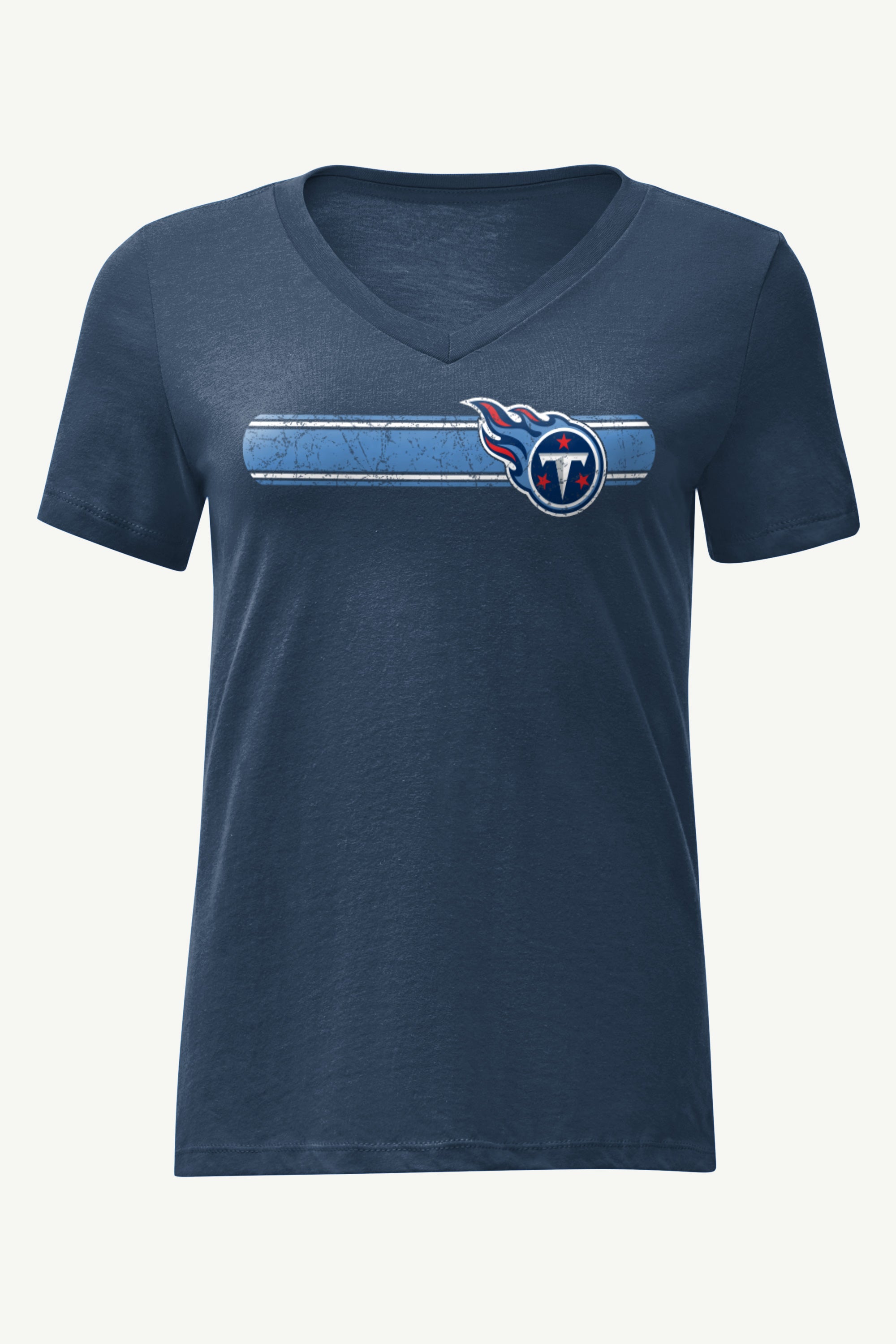 WOMENS TENNESSEE TITANS STRIPE V-NECK T SHIRT View 1 | NFL WOMENS TENNESSEE TITANS STRIPE V-NECK T SHIRT View 1 | NFL