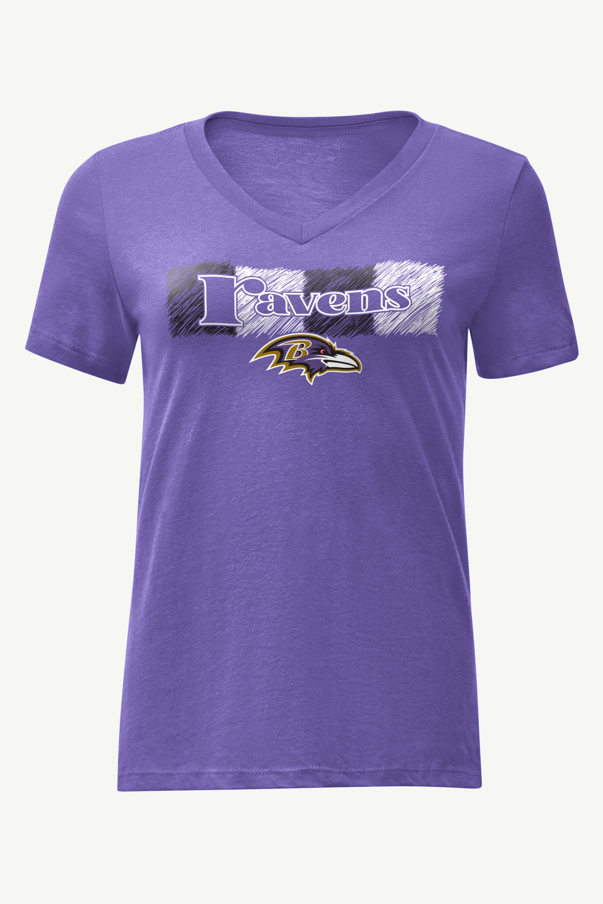 WOMENS BALTIMORE RAVENS COLOR SHADDING V-NECK T SHIRT View 1 | Baltimore Ravens