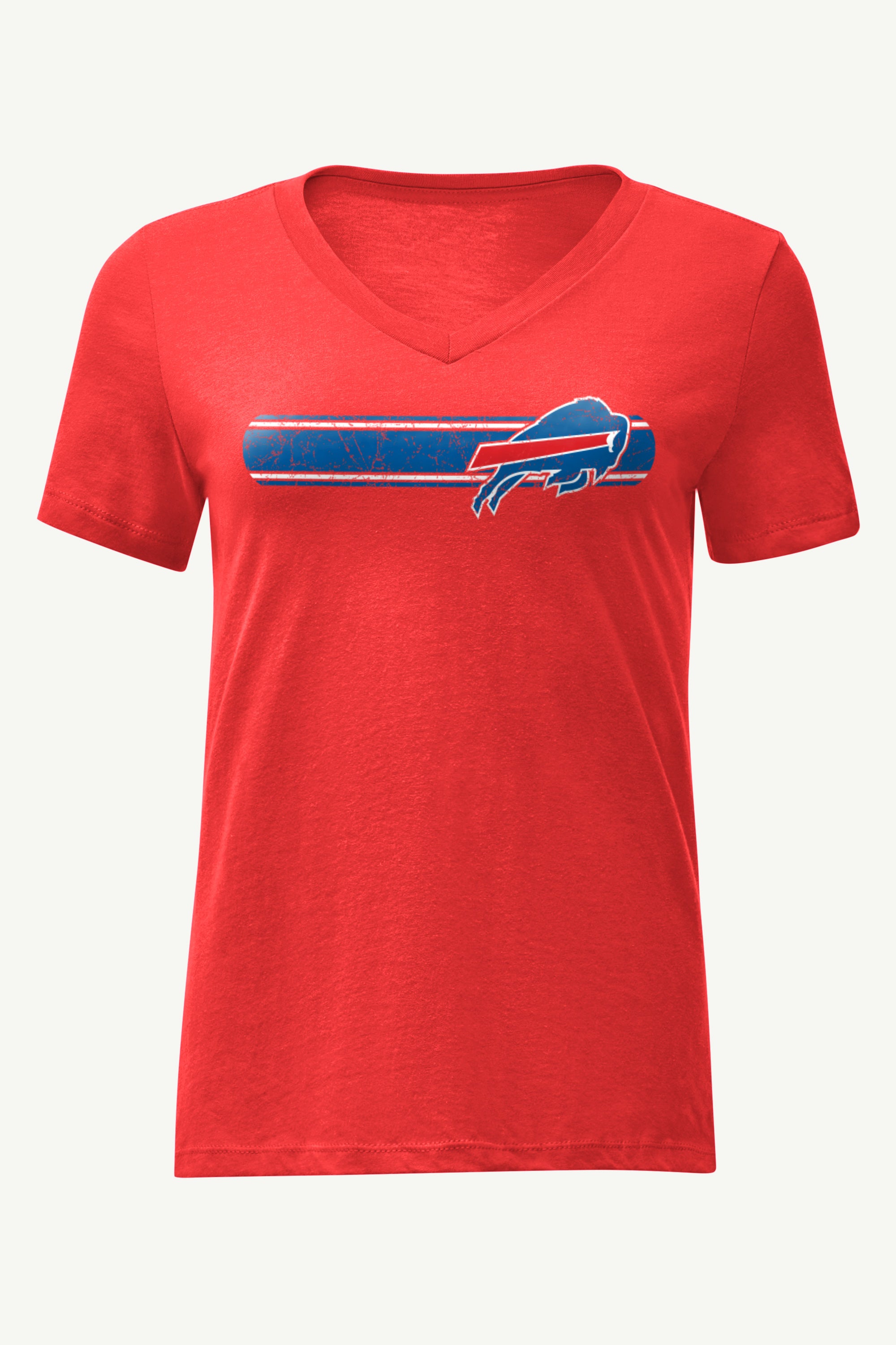 WOMENS BUFFALO BILLS STRIPE V-NECK T SHIRT View 1 | NFL WOMENS BUFFALO BILLS STRIPE V-NECK T SHIRT View 1 | NFL