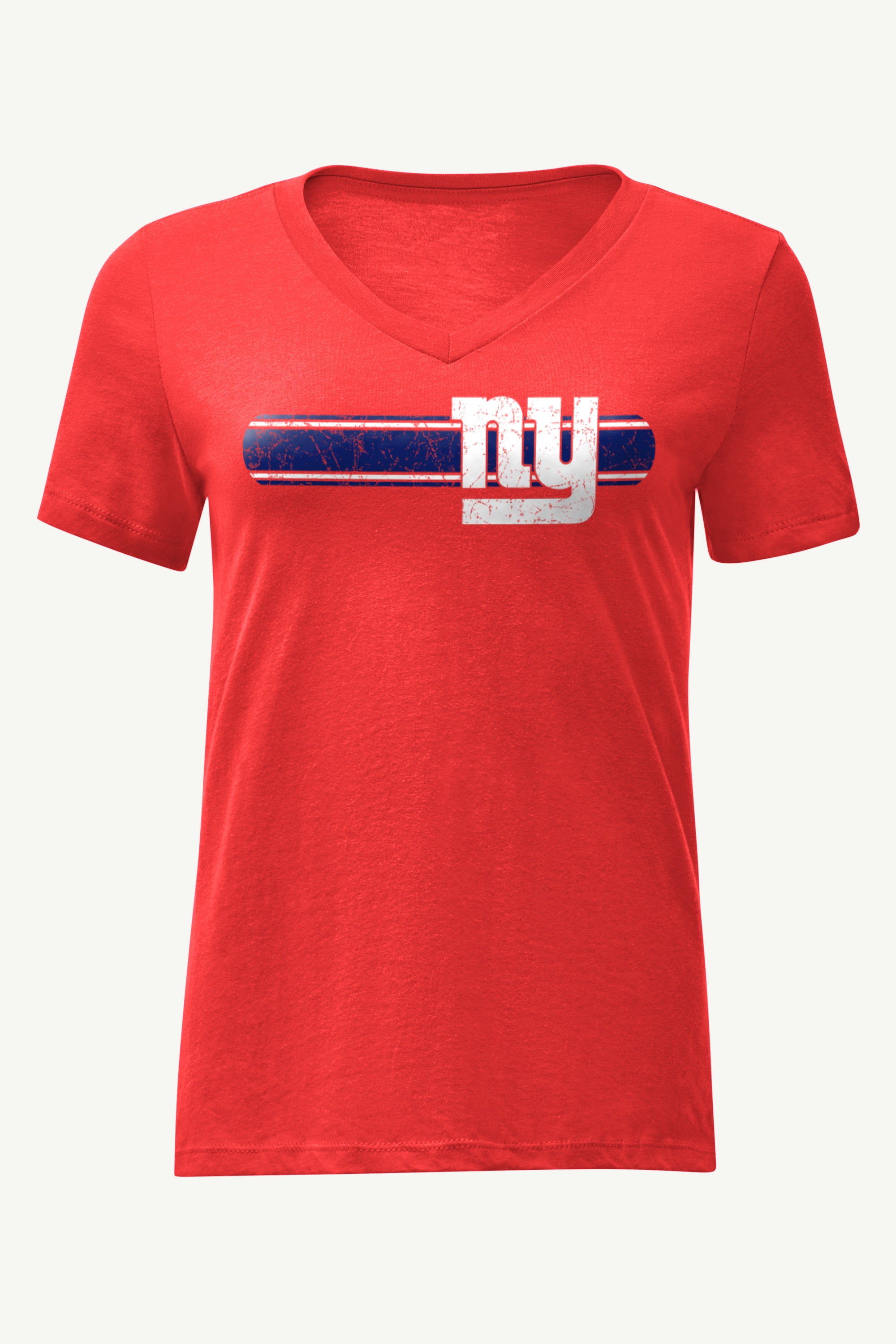 WOMENS NEW YORK GIANTS STRIPE V-NECK T SHIRT View 1 | NFL WOMENS NEW YORK GIANTS STRIPE V-NECK T SHIRT View 1 | NFL