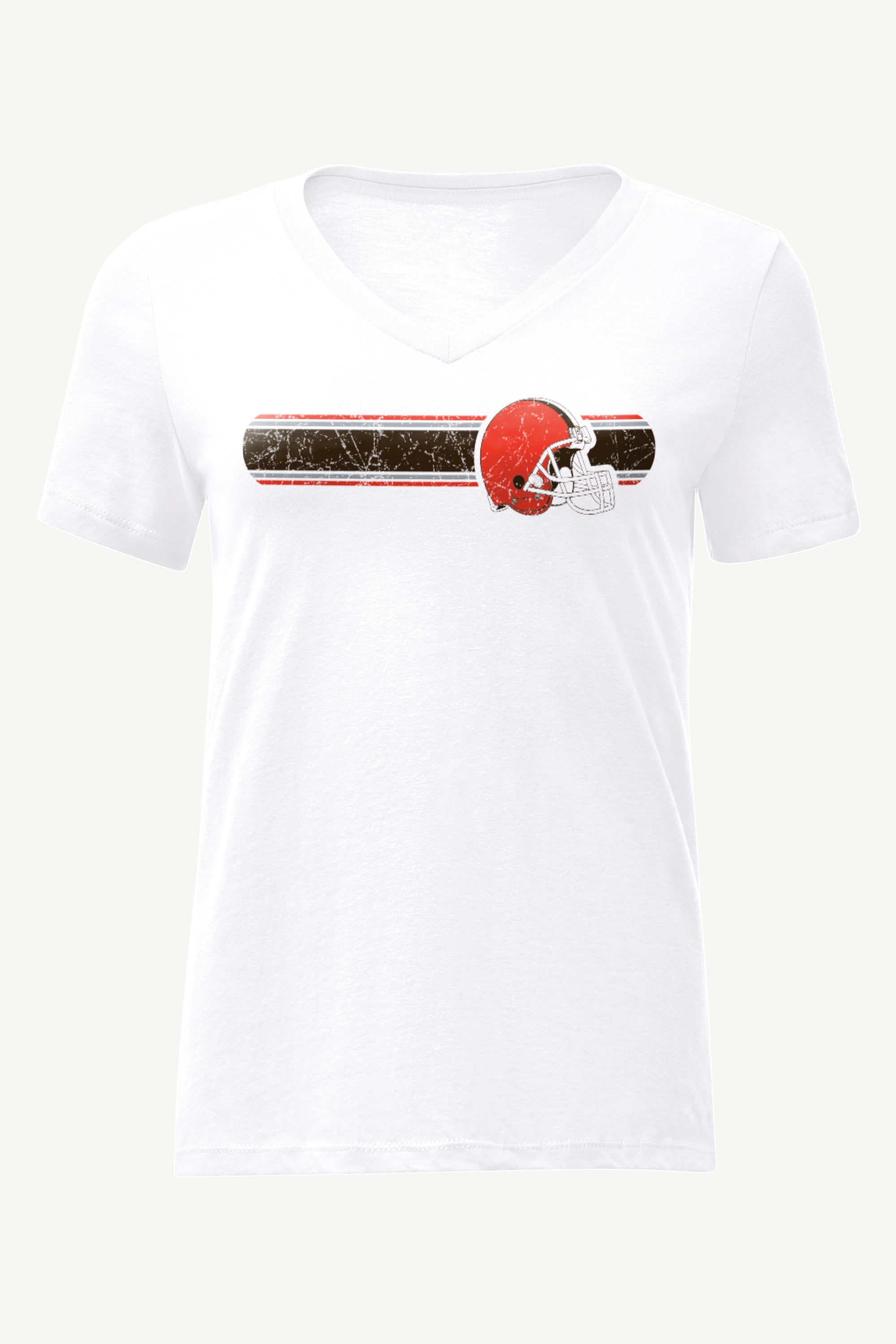 WOMENS CLEVELAND BROWNS STRIPE V-NECK T SHIRT View 1 | NFL