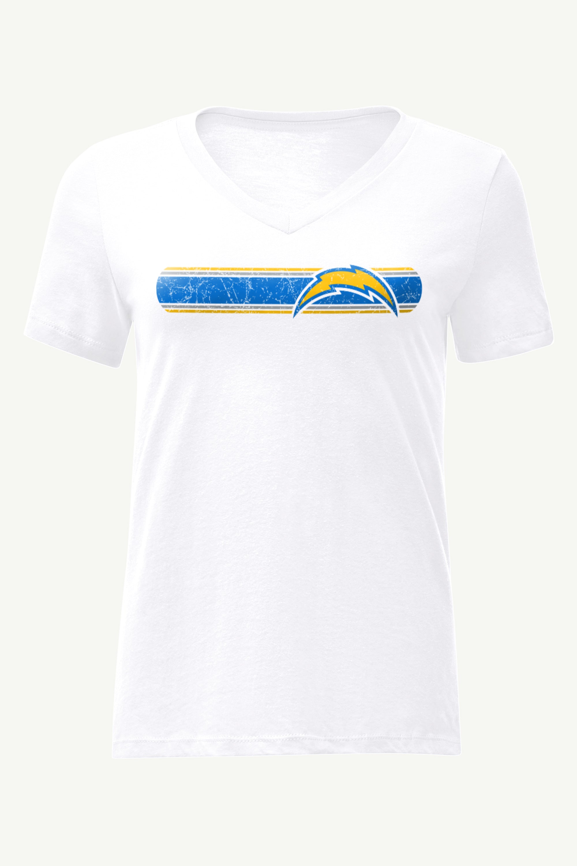 WOMENS LOS ANGELES CHARGERS STRIPE V-NECK T SHIRT View 1 | NFL