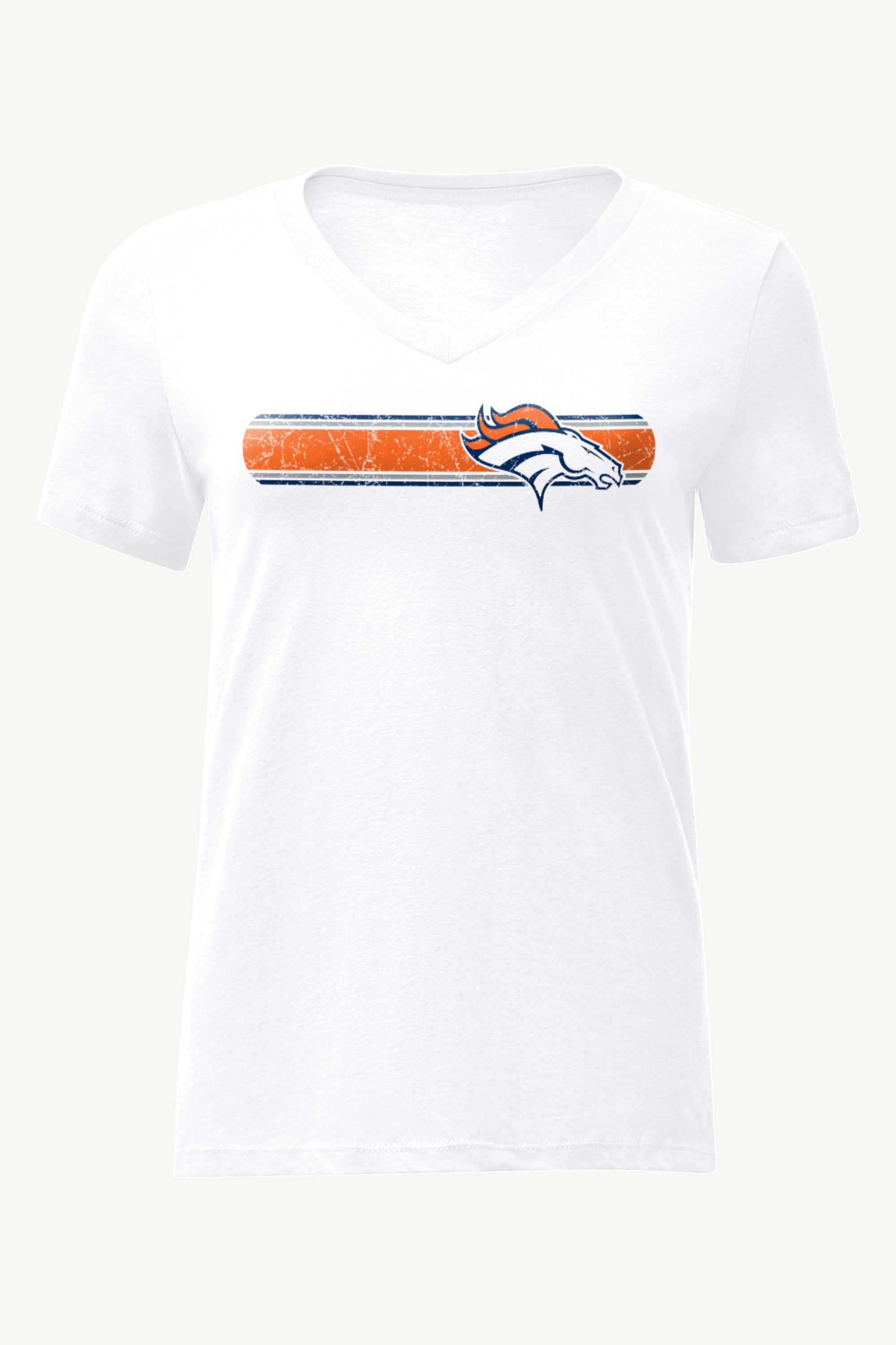 WOMENS DENVER BRONCOS STRIPE V-NECK T SHIRT View 1 | NFL