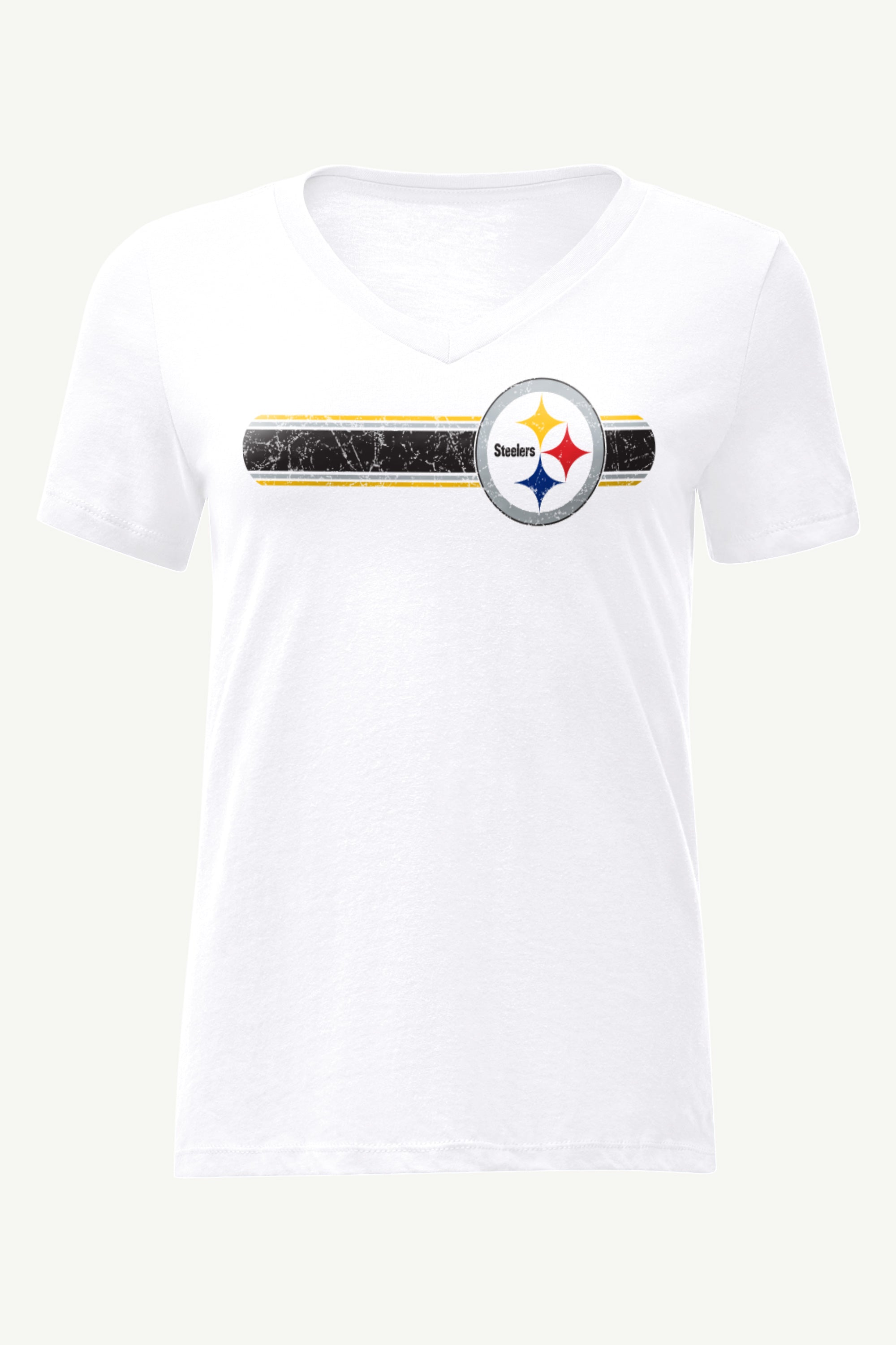 WOMENS PITTSBURGH STEELERS STRIPE V-NECK T SHIRT View 1 | NFL WOMENS PITTSBURGH STEELERS STRIPE V-NECK T SHIRT View 1 | NFL
