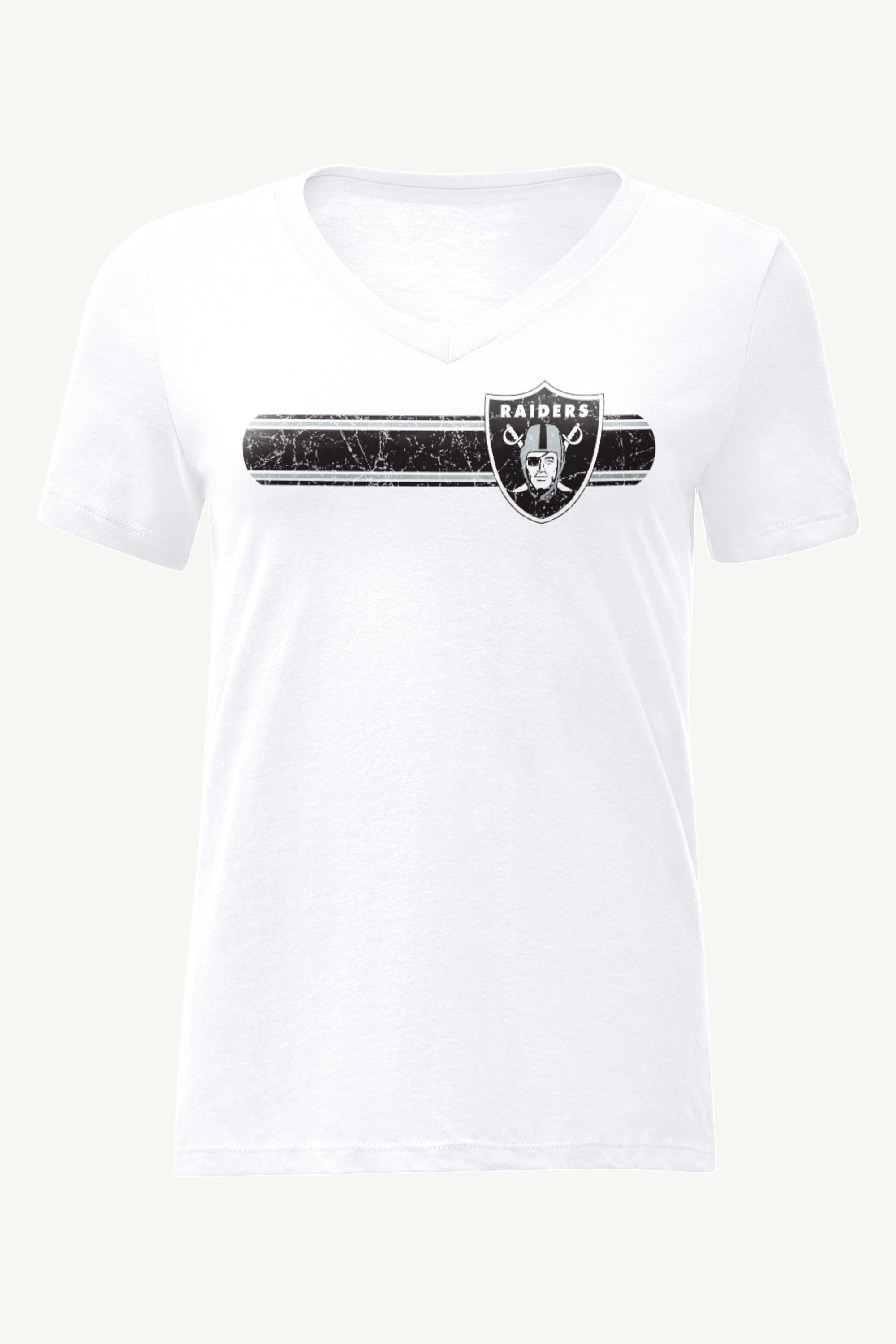 WOMENS LAS VEGAS RAIDERS STRIPE V-NECK T SHIRT View 1 | NFL WOMENS LAS VEGAS RAIDERS STRIPE V-NECK T SHIRT View 1 | NFL