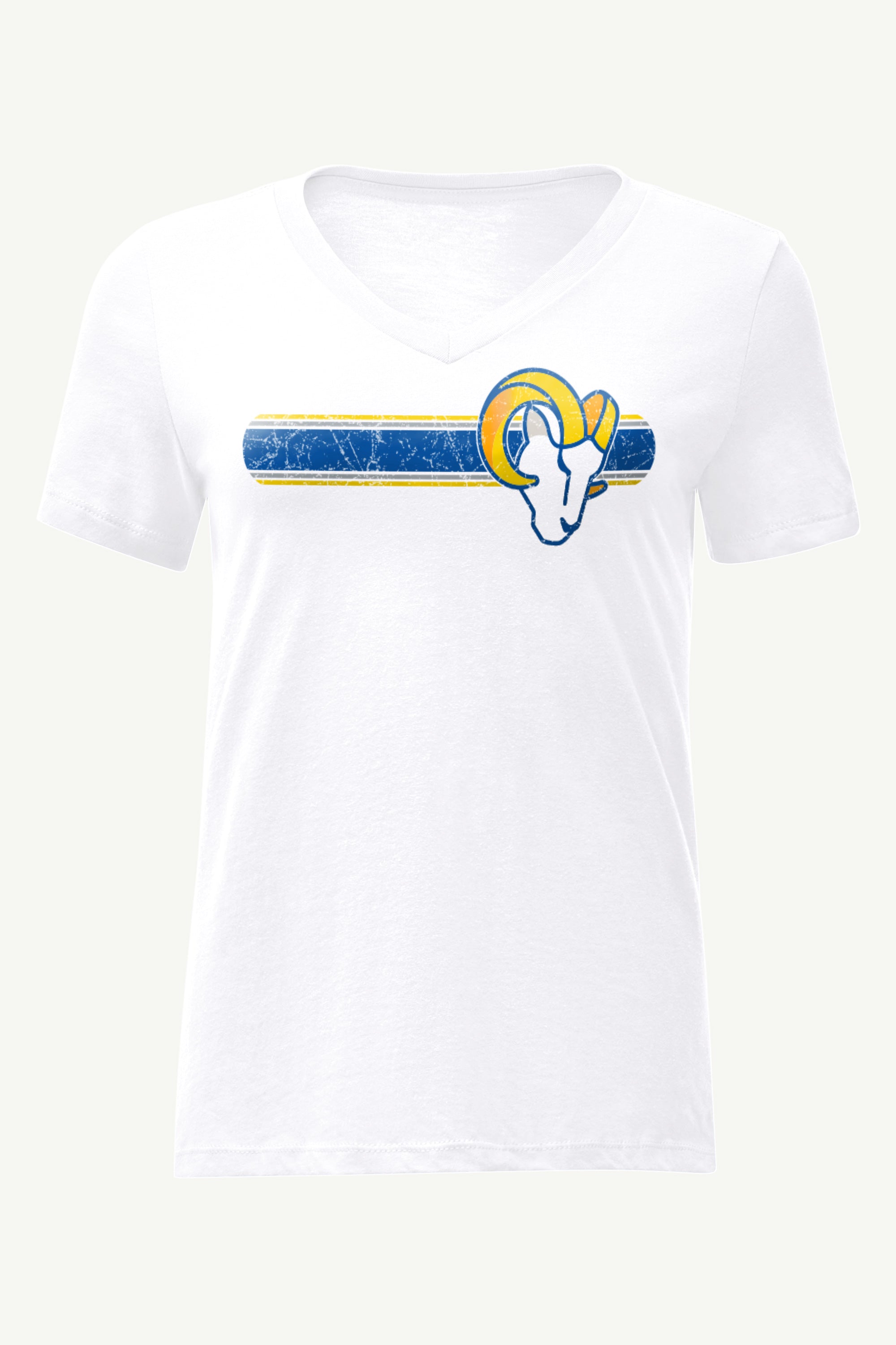 WOMENS LOS ANGELES RAMS STRIPE V-NECK T SHIRT View 1 | NFL