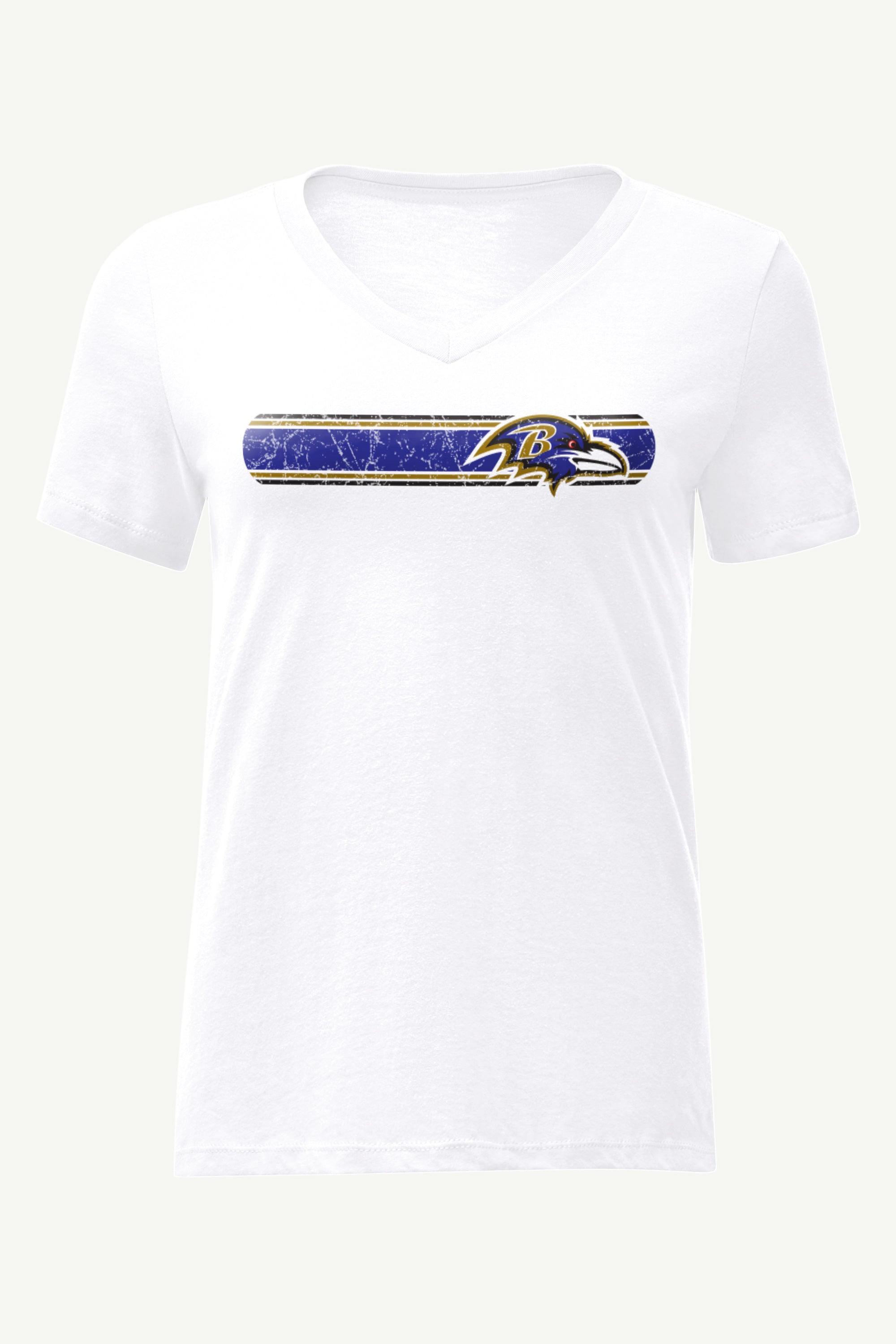 WOMENS BALTIMORE RAVENS STRIPE V-NECK T SHIRT View 1 | NFL