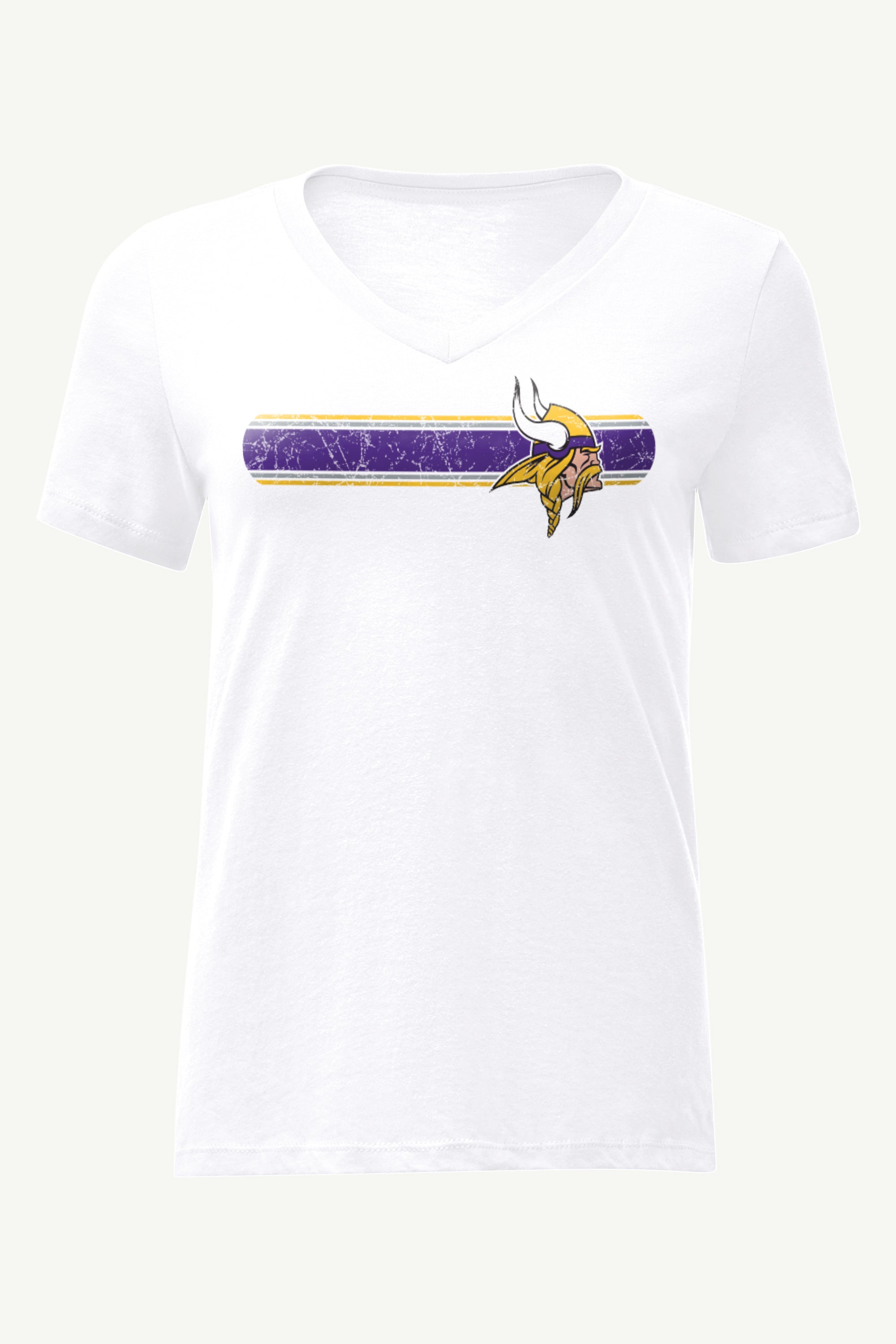 WOMENS MINNESOTA VIKINGS STRIPE V-NECK T SHIRT View 1 | NFL WOMENS MINNESOTA VIKINGS STRIPE V-NECK T SHIRT View 1 | NFL