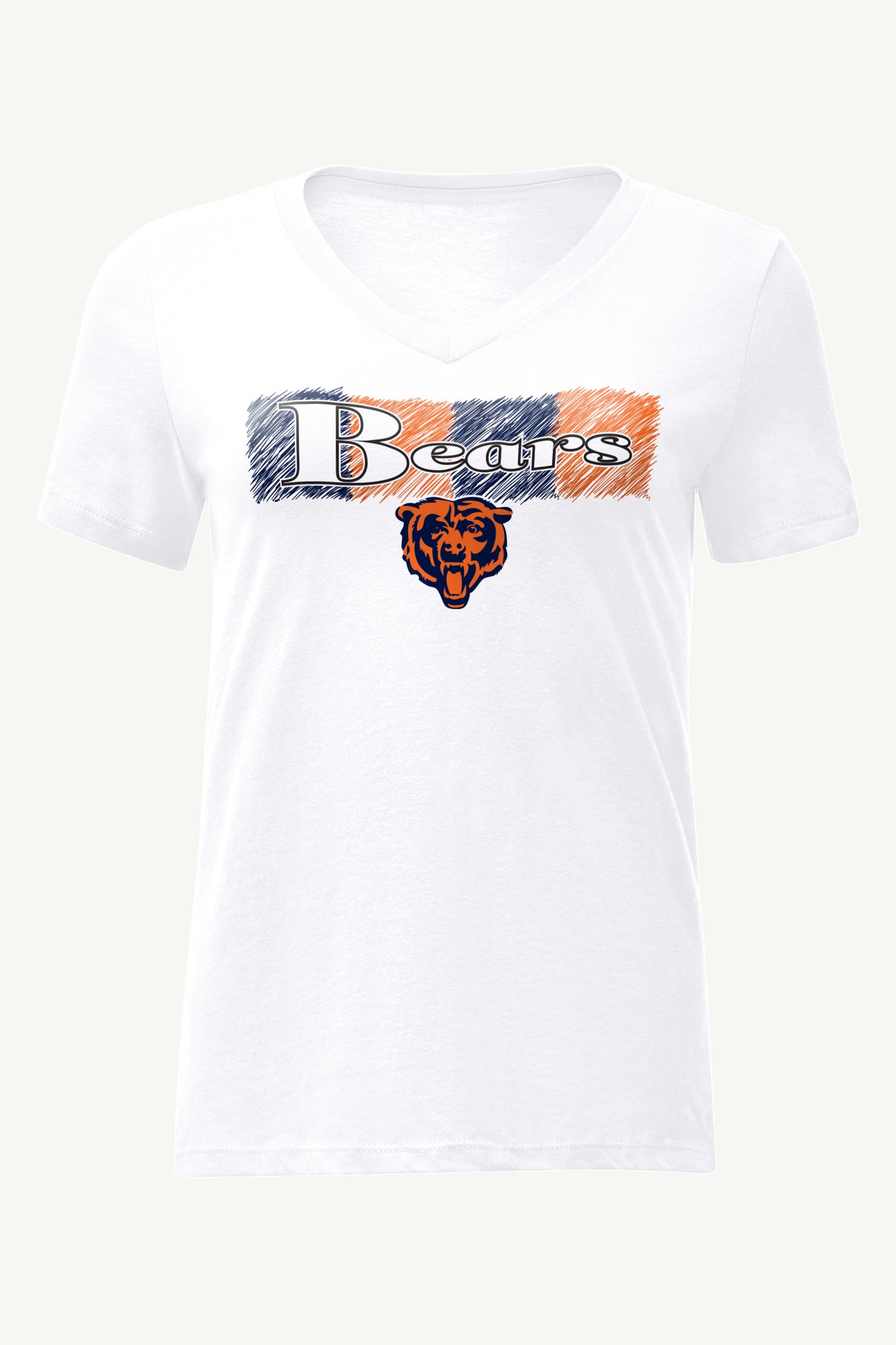 WOMENS CHICAGO BEARS COLOR SHADDING V-NECK T SHIRT View 1 | NFL