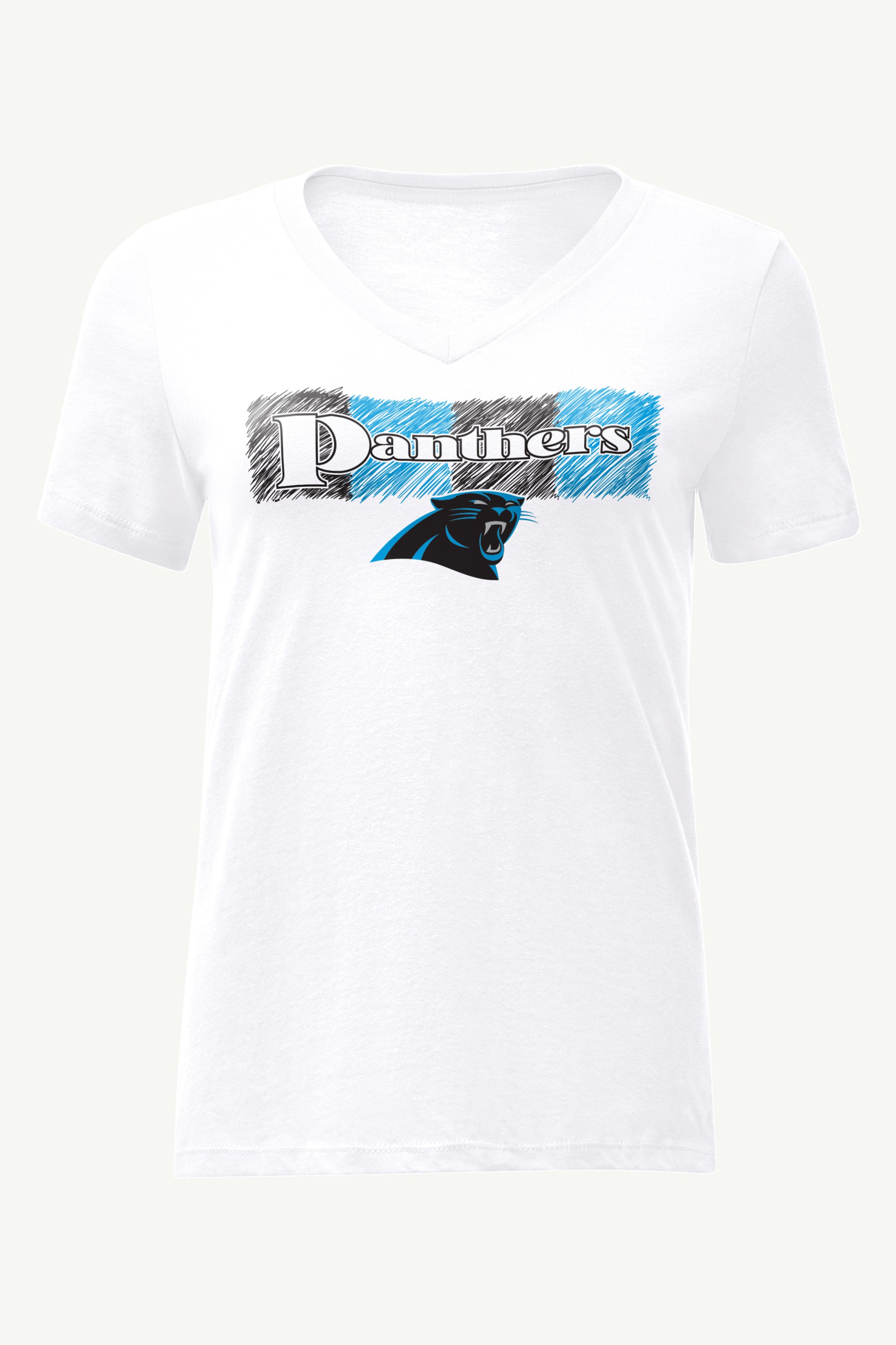 WOMENS CAROLINA PANTHERS COLOR SHADDING V-NECK T SHIRT View 1 | Carolina Panthers