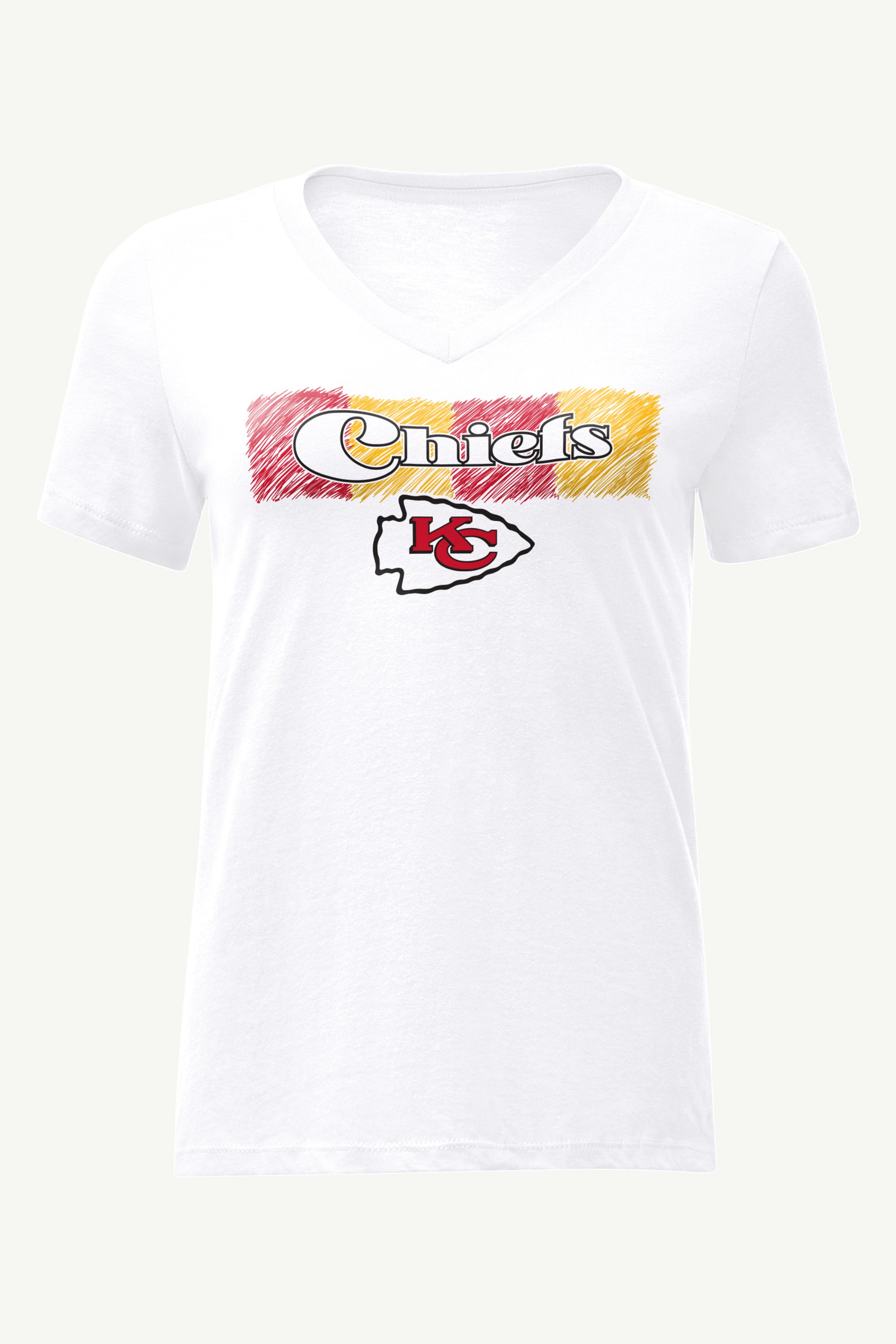 WOMENS KANSAS CITY CHIEFS COLOR SHADDING V-NECK T SHIRT View 1 | Kansas City Chiefs
