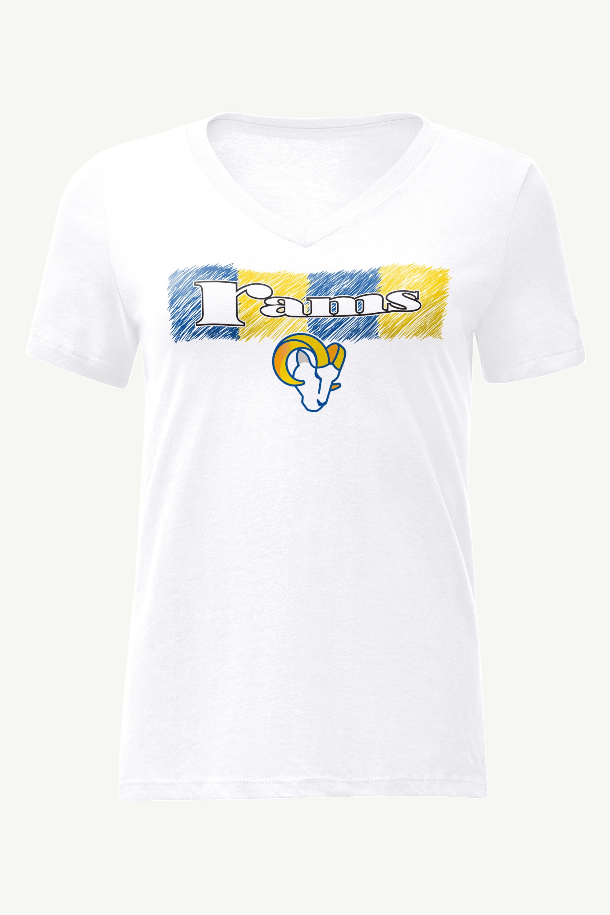 WOMENS LOS ANGELES RAMS COLOR SHADDING V-NECK T SHIRT View 1 | Los Angeles Rams