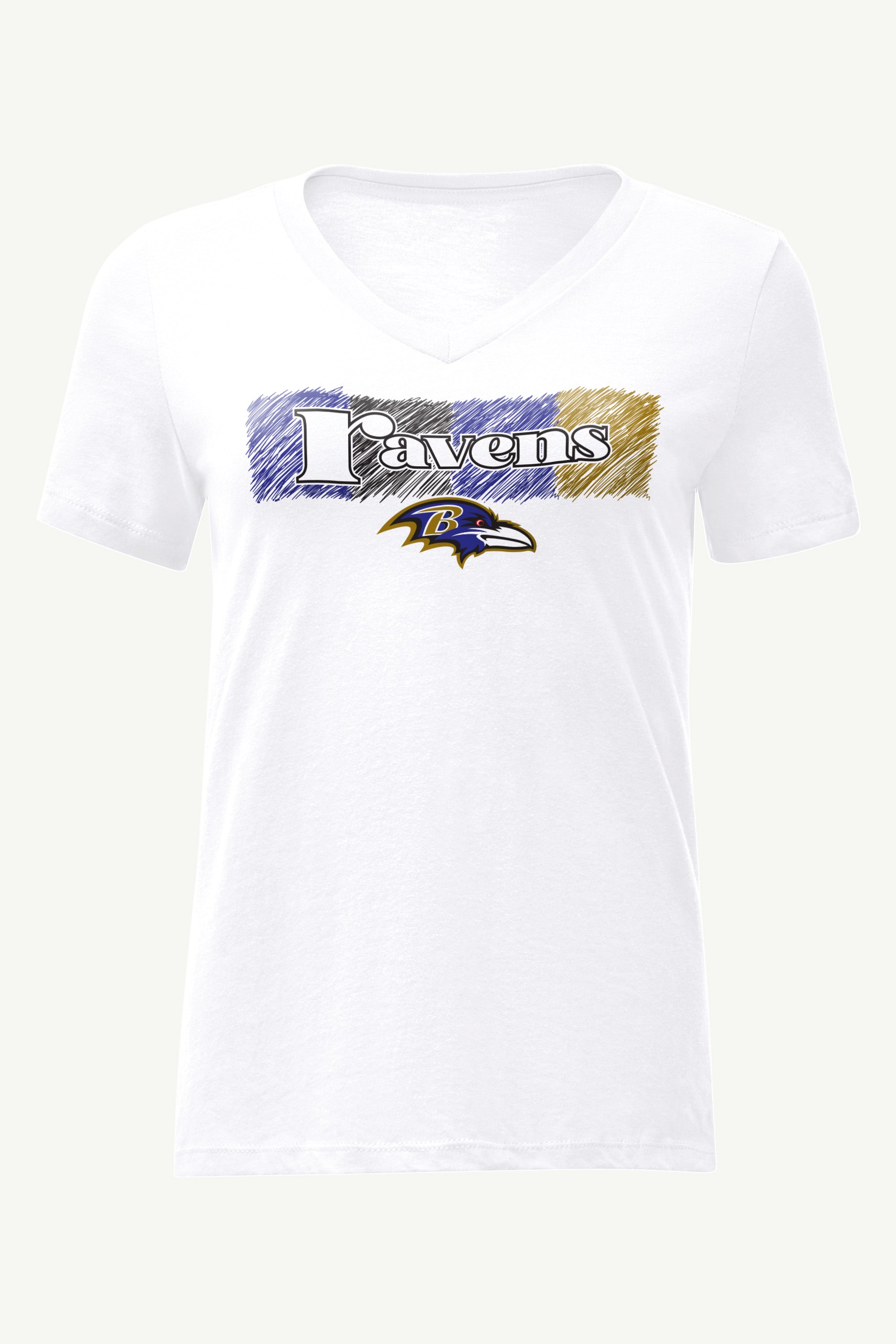 WOMENS BALTIMORE RAVENS COLOR SHADDING V-NECK T SHIRT View 1 | Baltimore Ravens