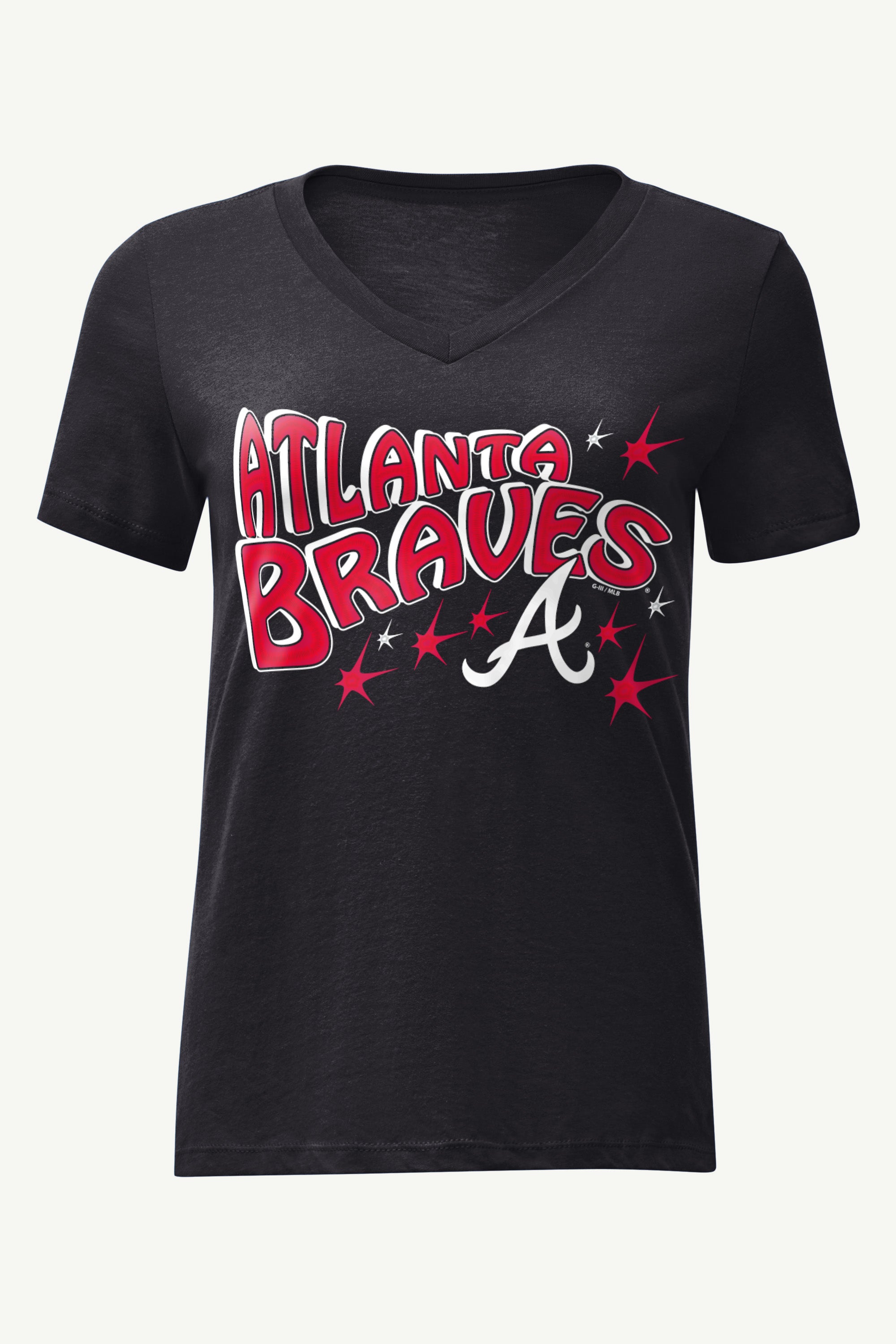 WOMENS ATLANTA BRAVES FIREWORKS V NECK T SHIRT View 1 | Atlanta Braves