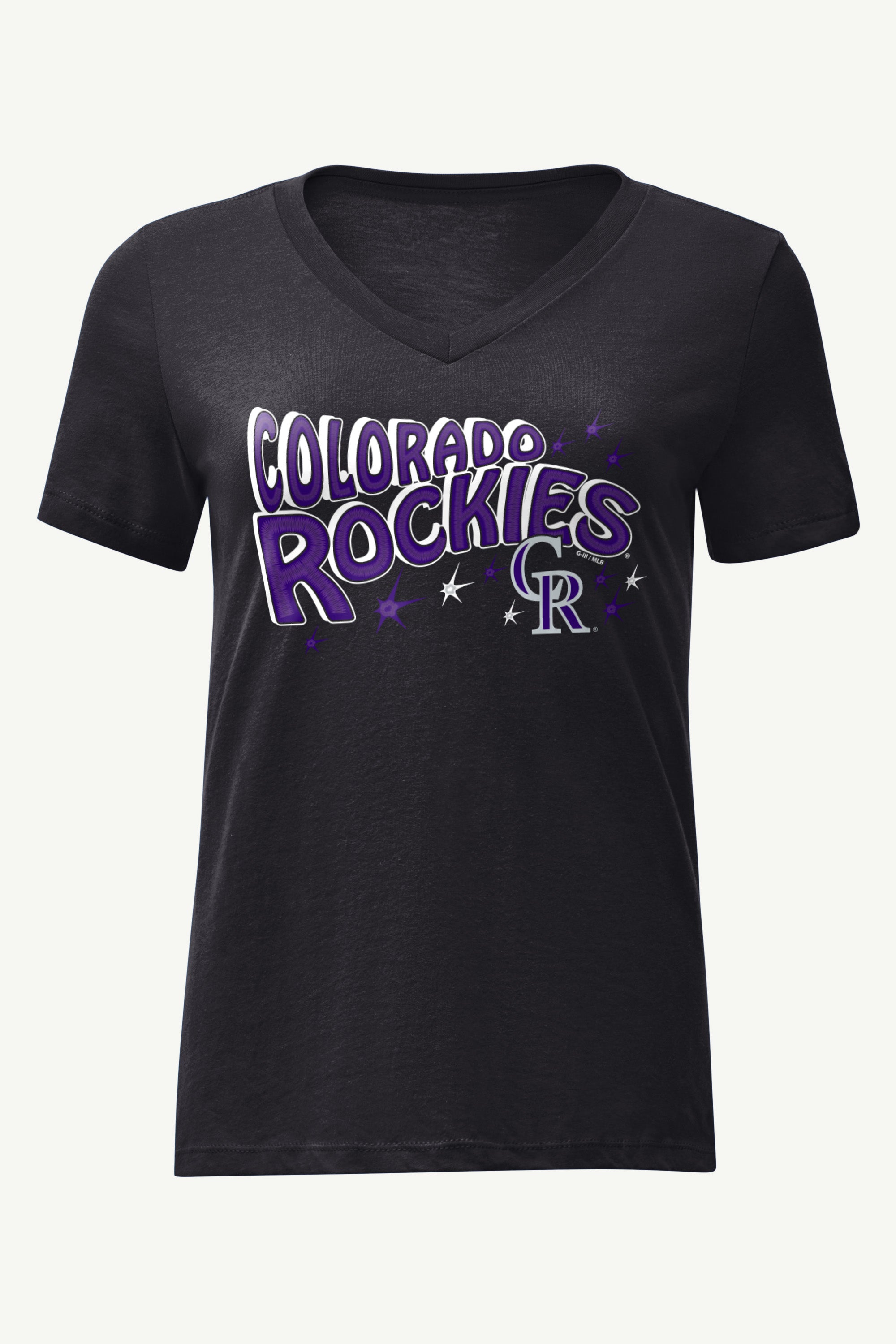 WOMENS COLORADO ROCKIES FIREWORKS V NECK T SHIRT View 1 | Products