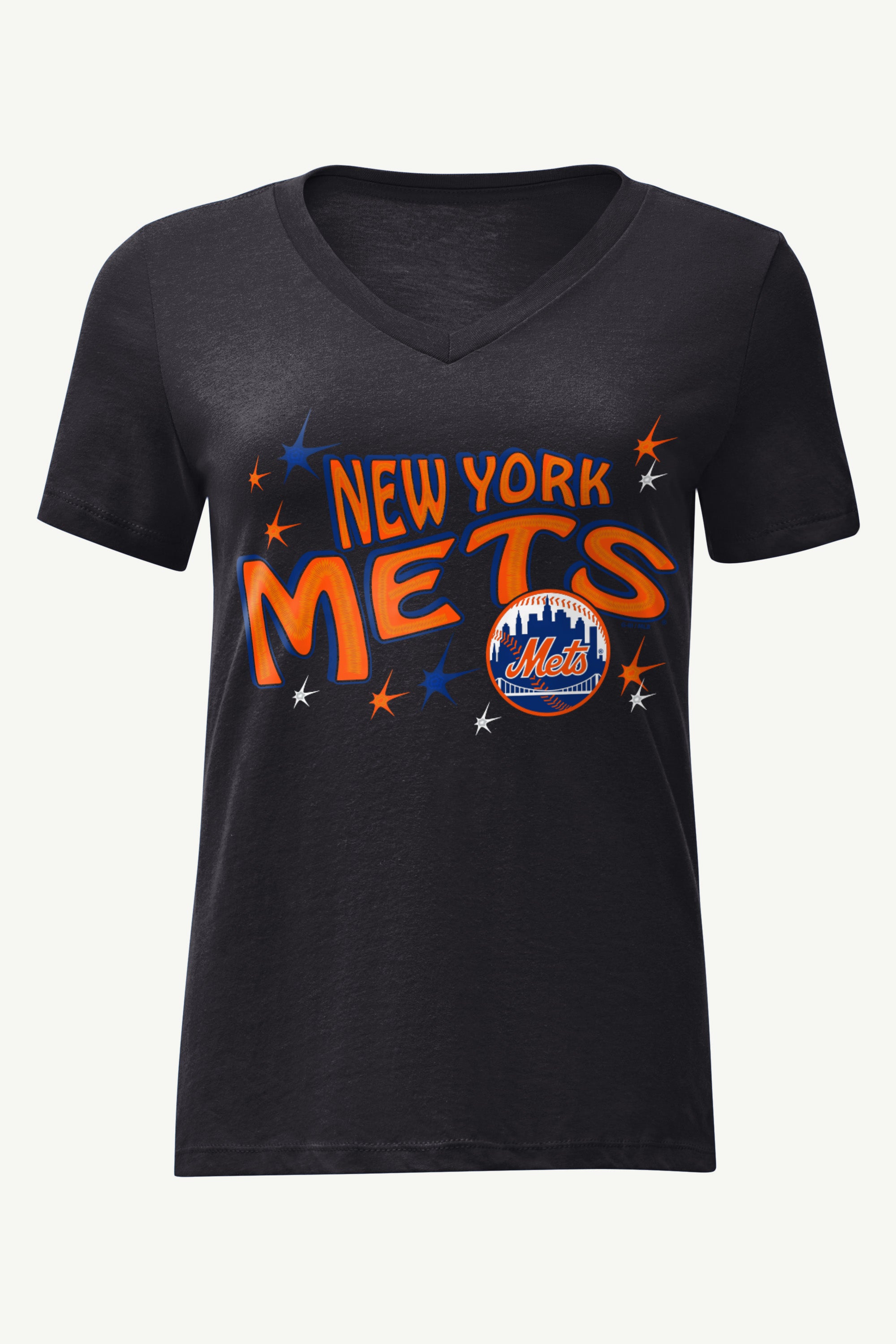 WOMENS NEW YORK METS FIREWORKS V NECK T SHIRT View 1 | New York Mets