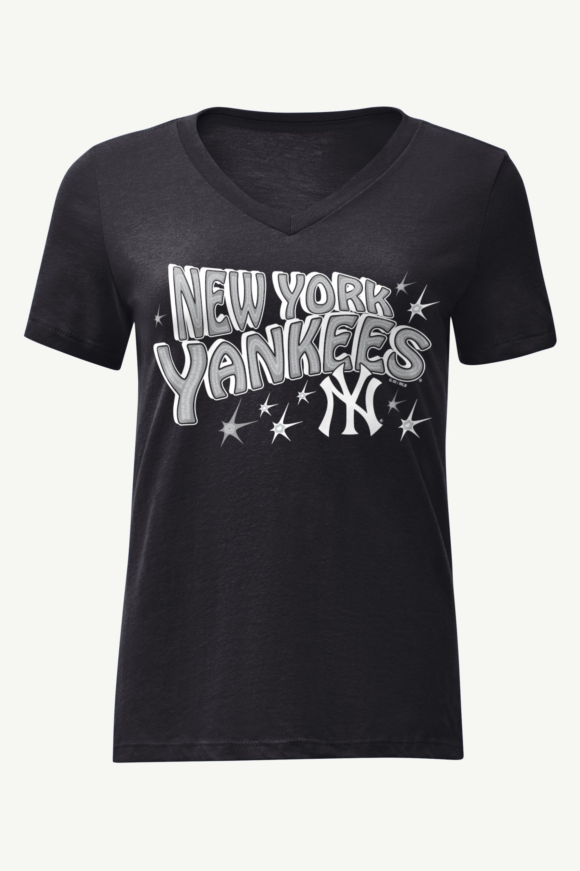 WOMENS NEW YORK YANKEES FIREWORKS V NECK T SHIRT View 1 | MLB WOMENS NEW YORK YANKEES FIREWORKS V NECK T SHIRT View 1 | MLB