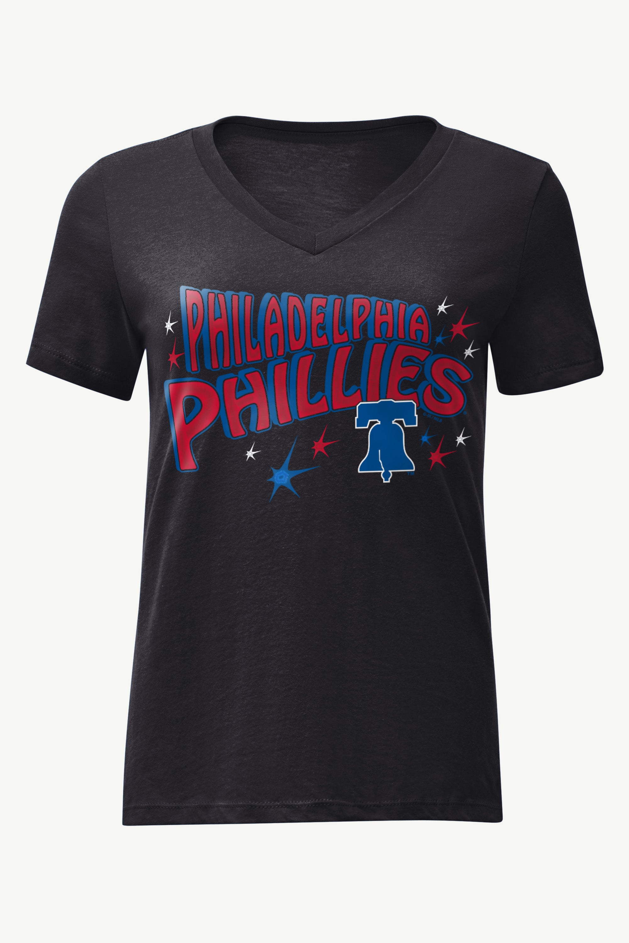WOMENS PHILADELPHIA PHILLIES FIREWORKS V NECK T SHIRT View 1 | Philadelphia Phillies