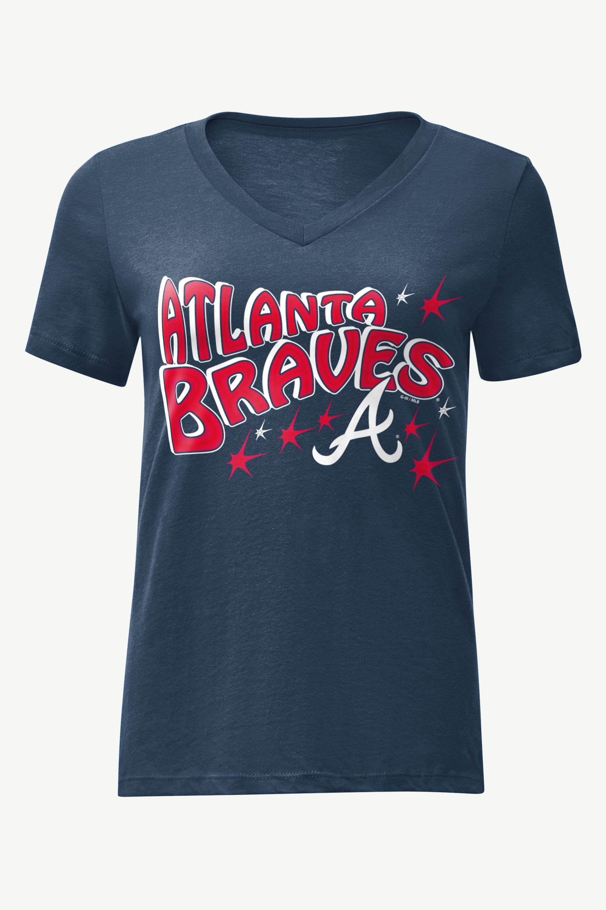 WOMENS ATLANTA BRAVES FIREWORKS V NECK T SHIRT View 1 | Atlanta Braves