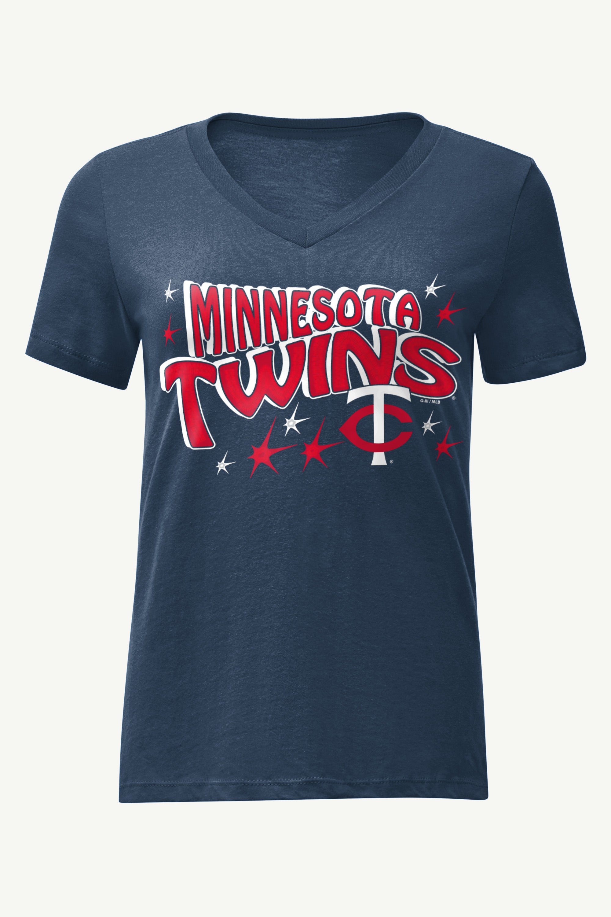 WOMENS MINNESOTA TWINS FIREWORKS V NECK T SHIRT View 1 | Minnesota Twins