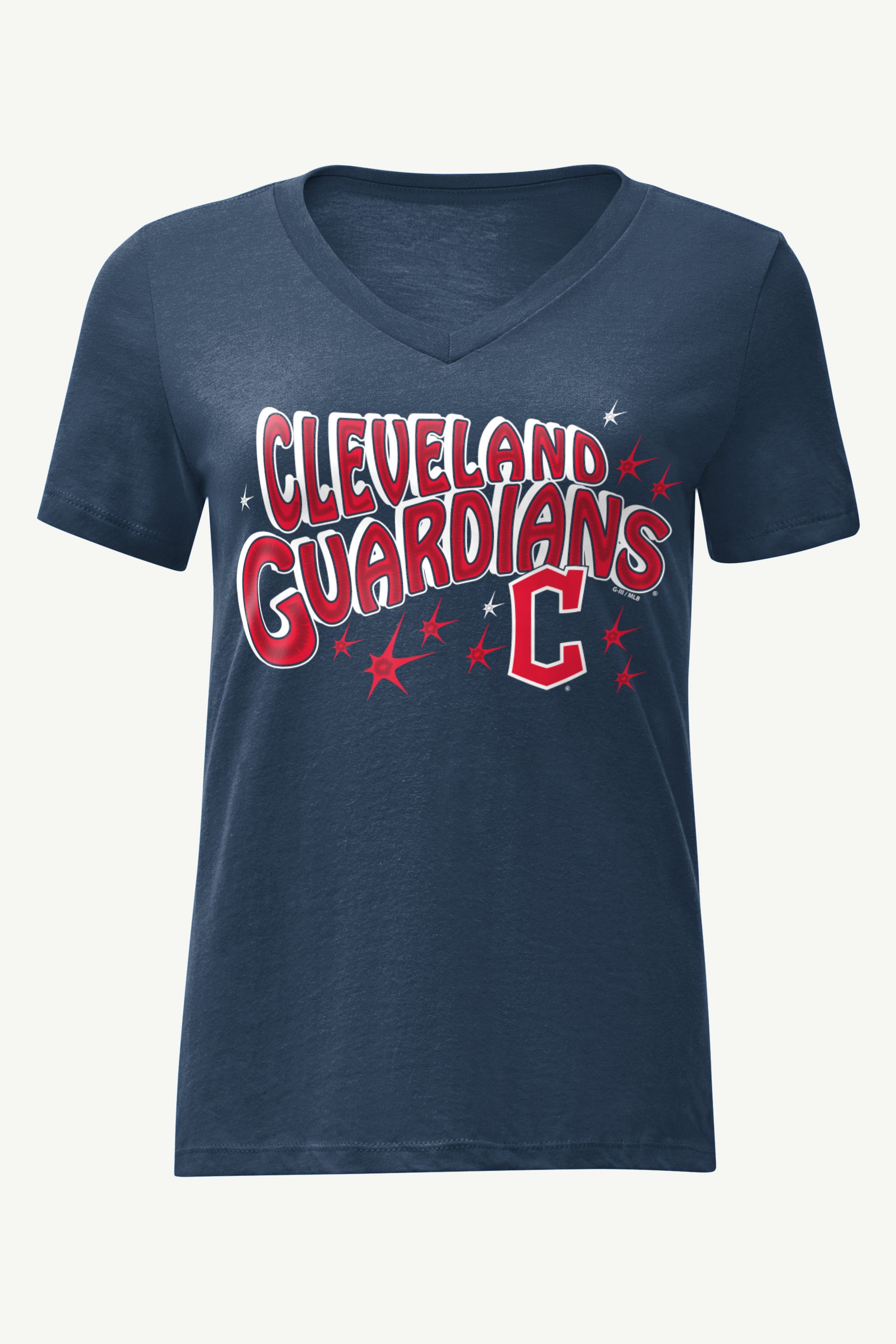 WOMENS CLEVELAND GUARDIANS FIREWORKS V NECK T SHIRT View 1 | Cleveland Guardians