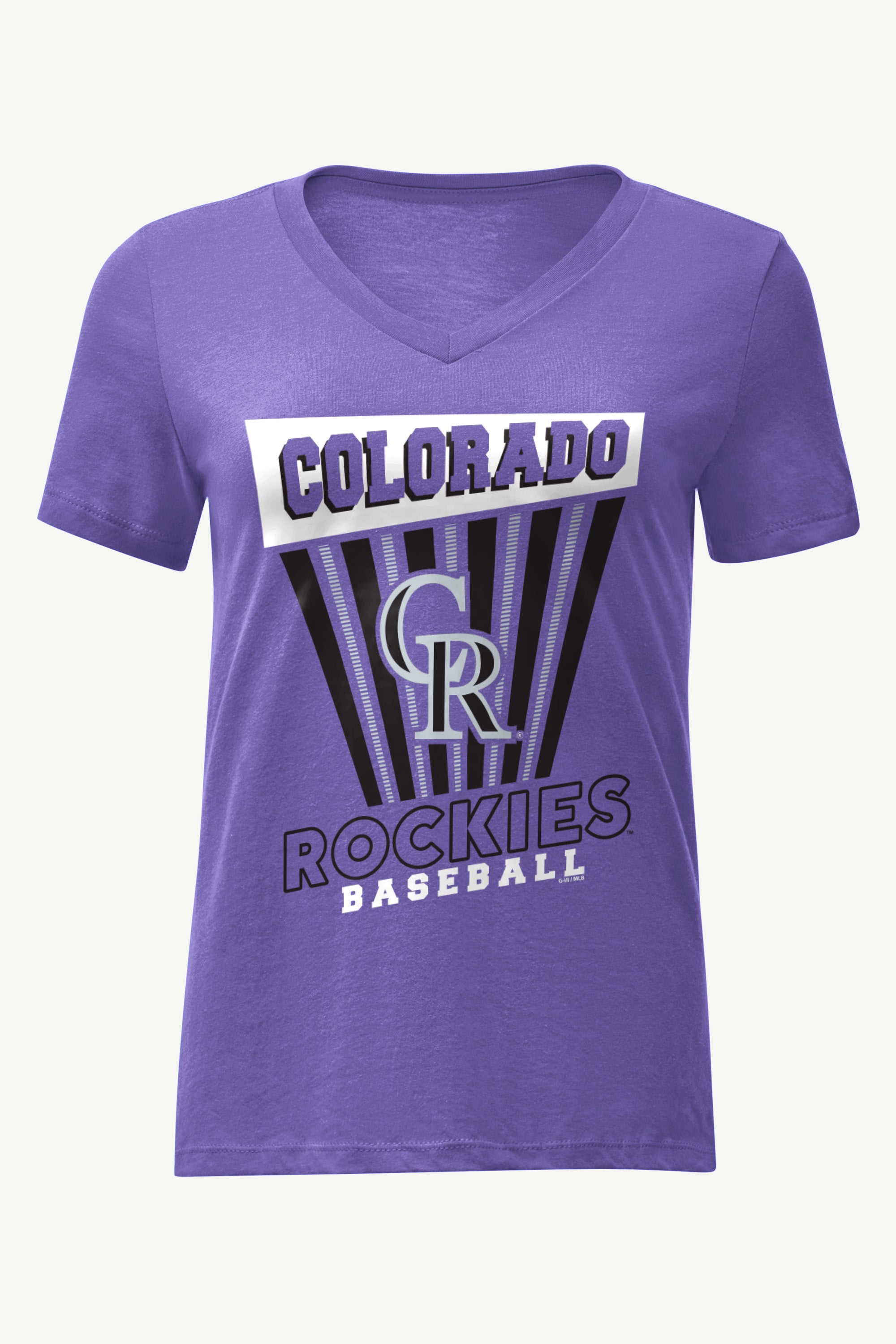 WOMENS COLORADO ROCKIES POSTER PRINT V NECK T SHIRT View 1